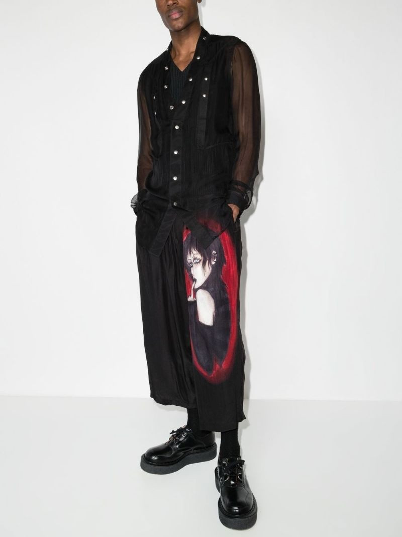 graphic-print cropped silk trousers 5