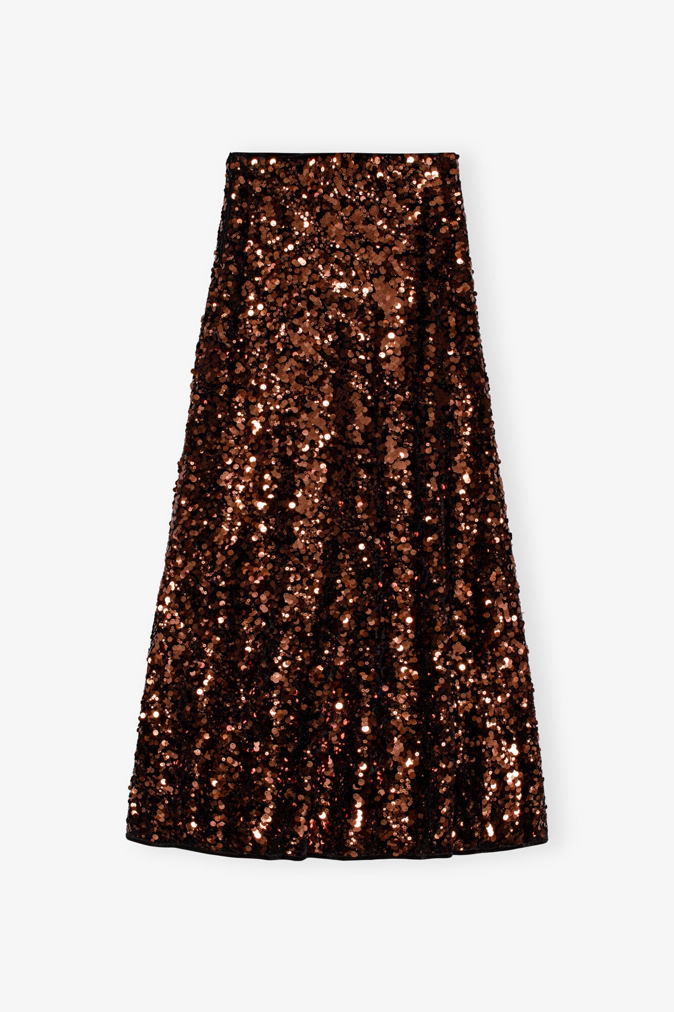 BROWN SEQUINS MAXI SKIRT - 5