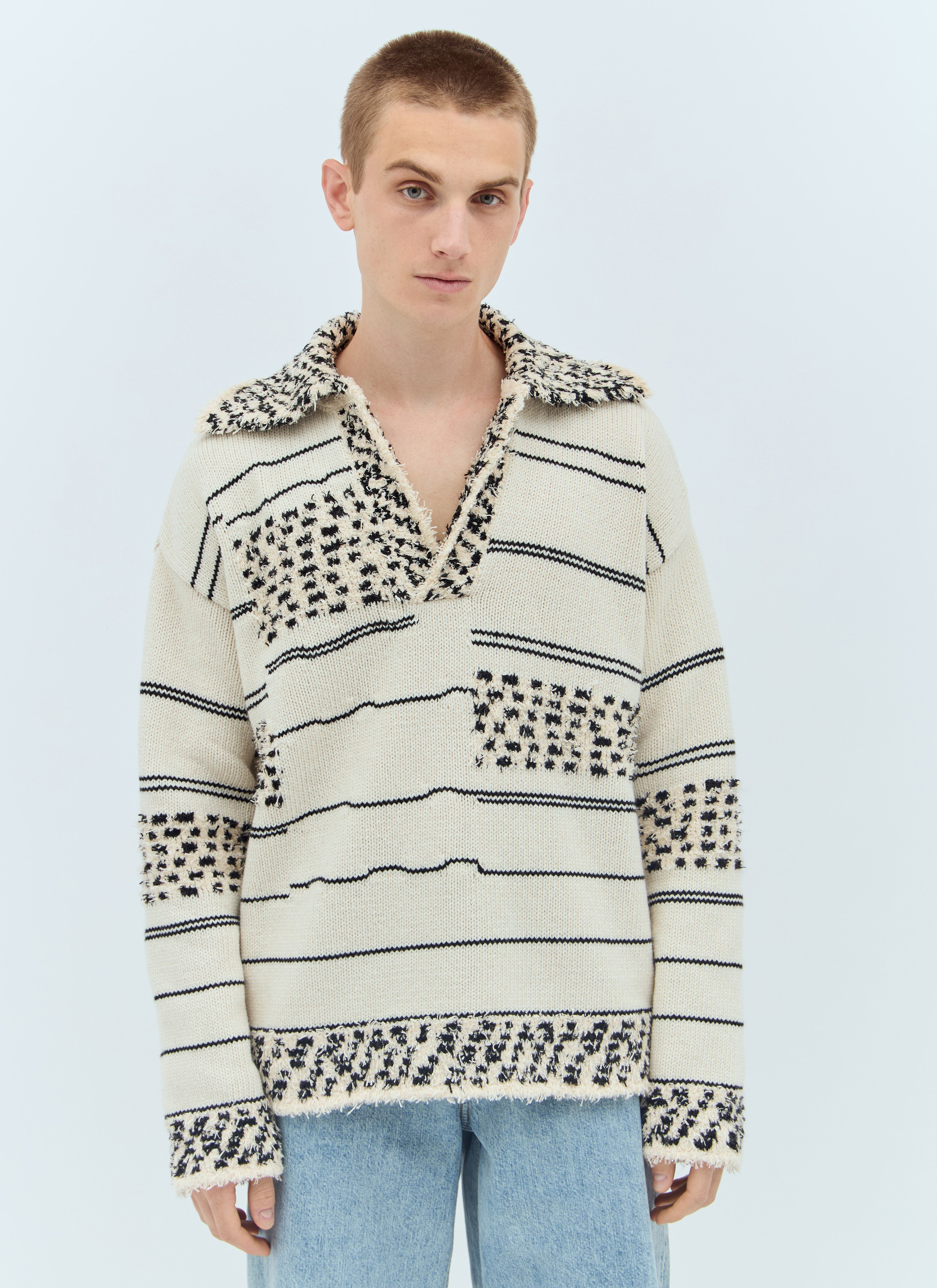 Bottega Veneta Men Contrast Pattern Knit Sweater - 1