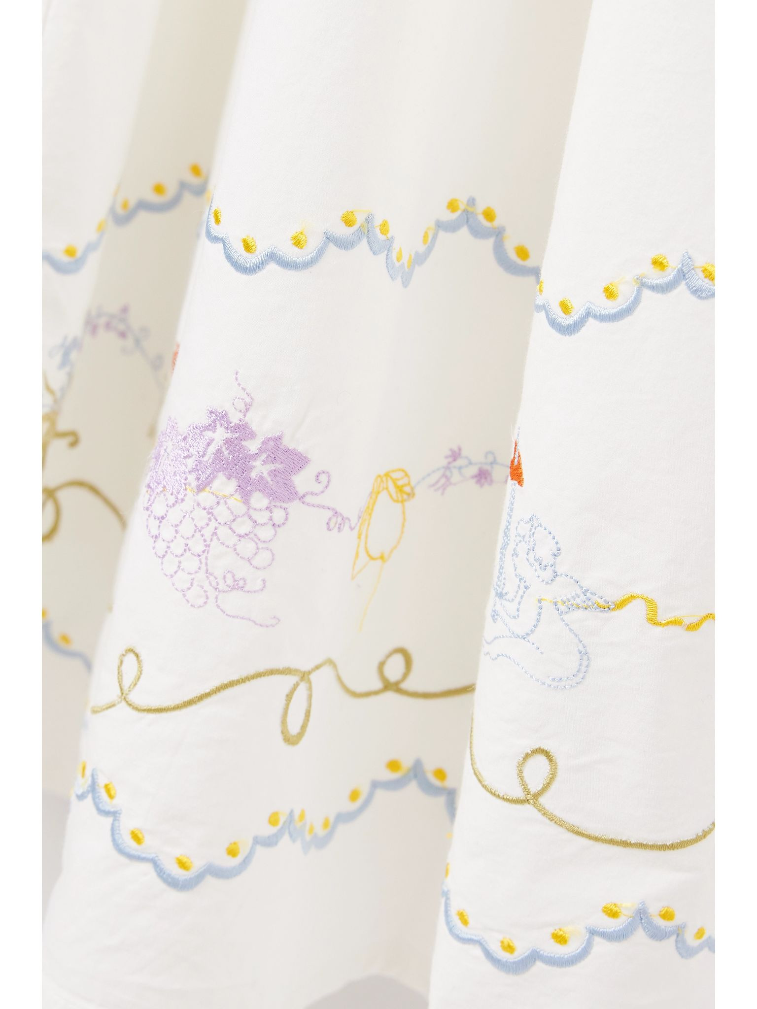 Giulia shirred embroidered organic cotton-poplin maxi dress Cream - 4