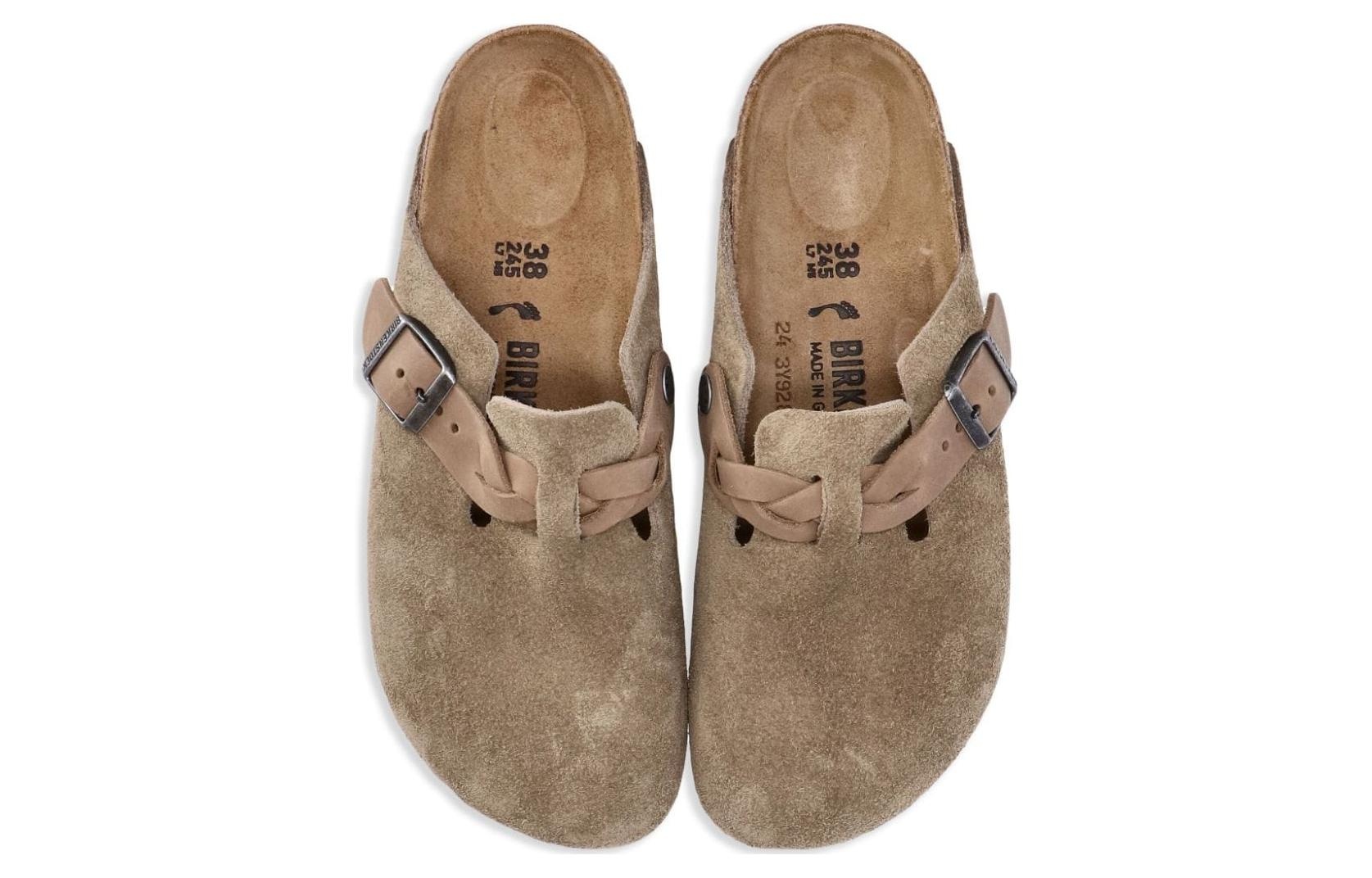 (WMNS) Birkenstock Boston Braided Suede Leather Sandals 'Taupe' 1026694 - 4