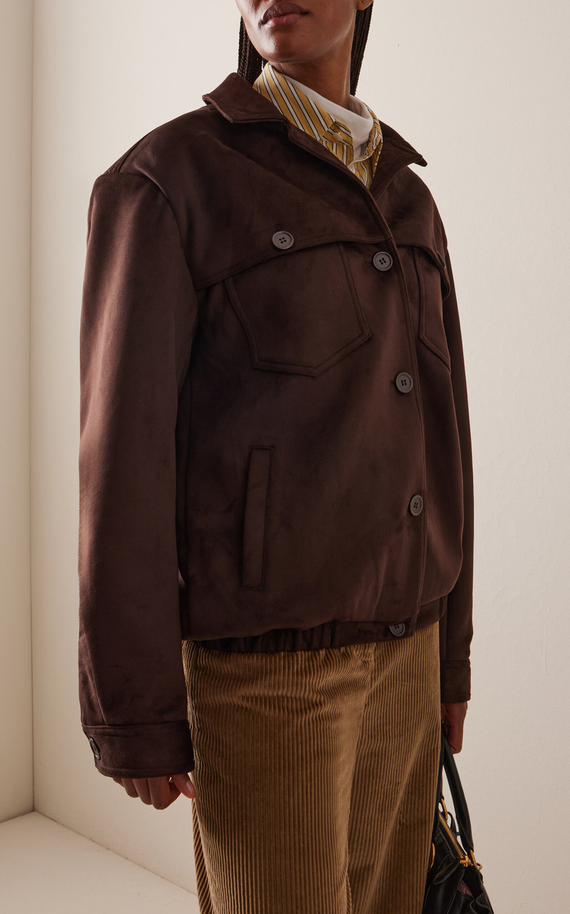 The Frankie Shop Hester Faux Suede Jacket brown outlook