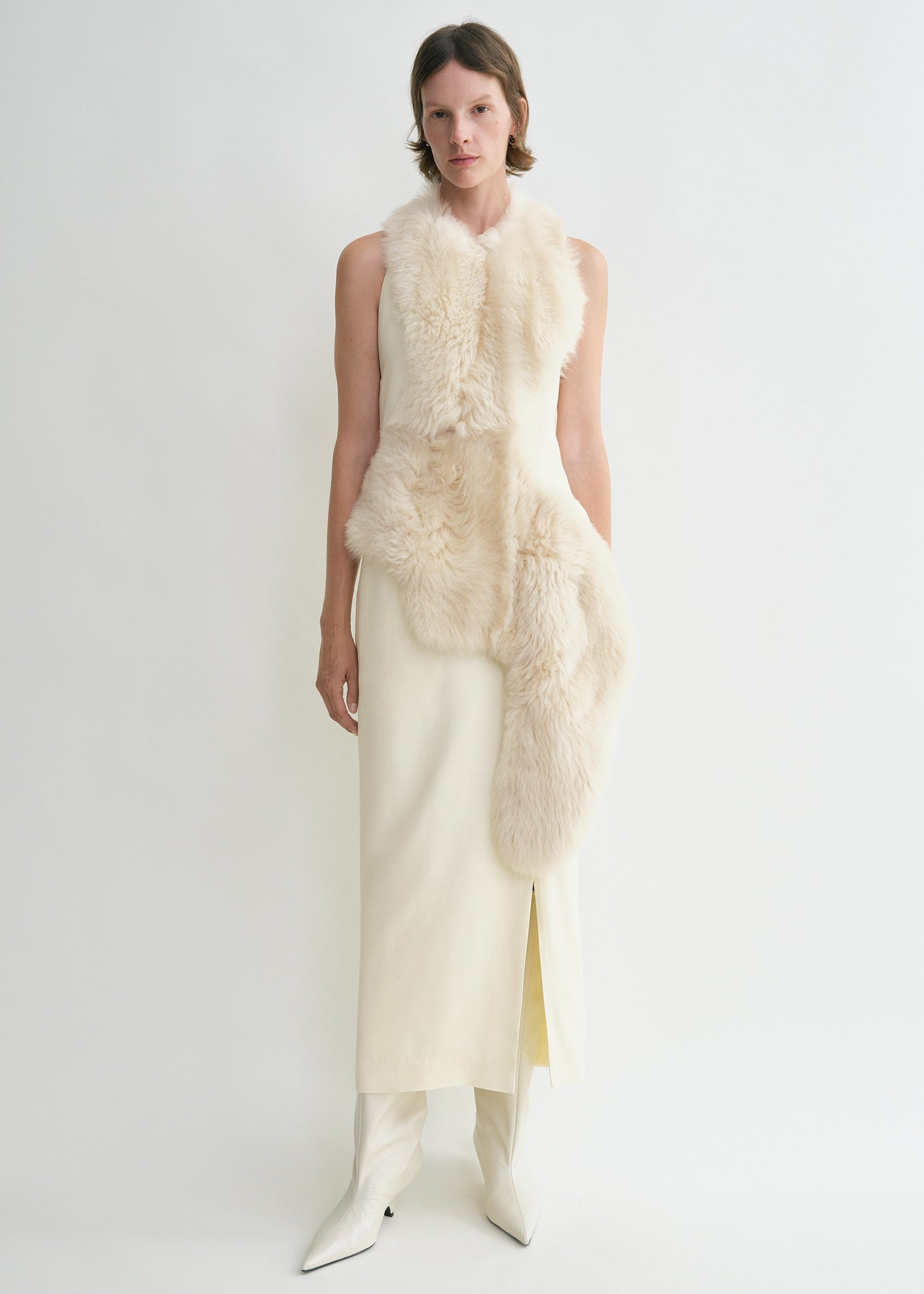 Shearling appliqué dress macadamia - 2