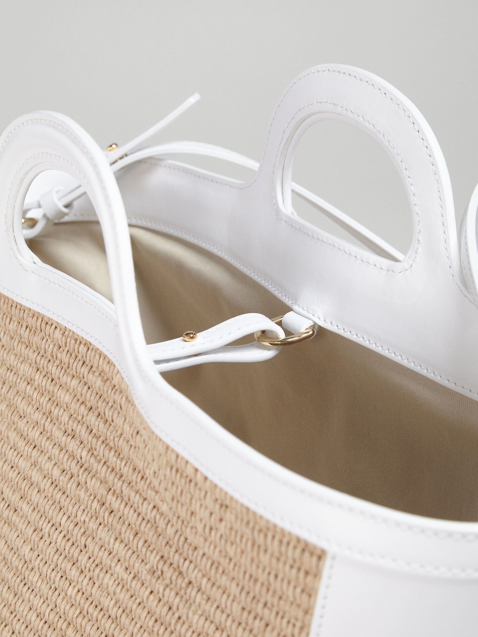 TROPICALIA SMALL BAG IN WHITE LEATHER AND RAFFIA - 4