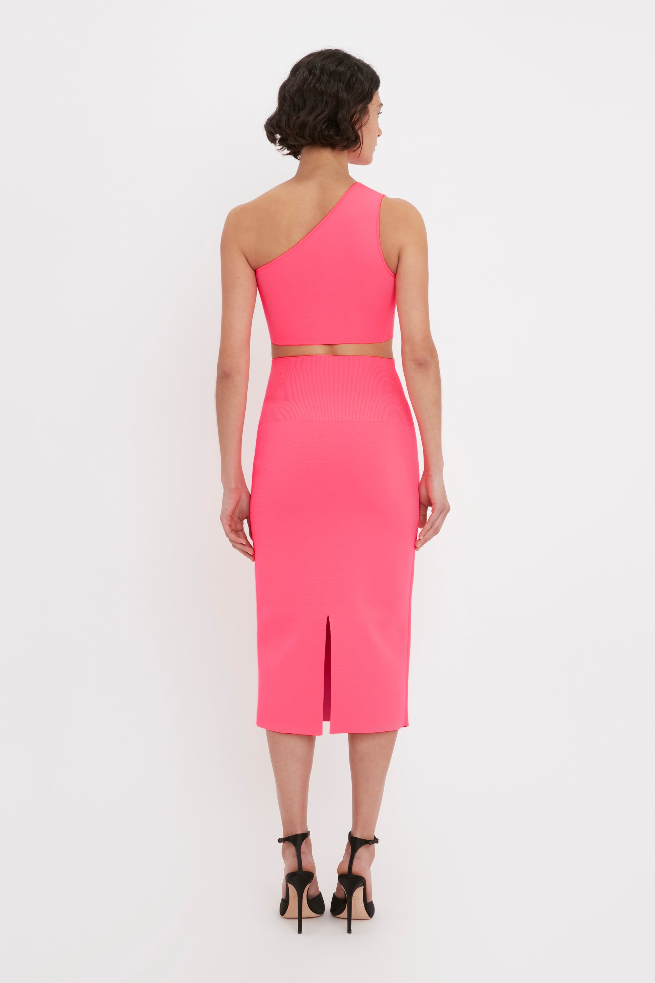 VB Body One Shoulder Crop Top In Pink - 4