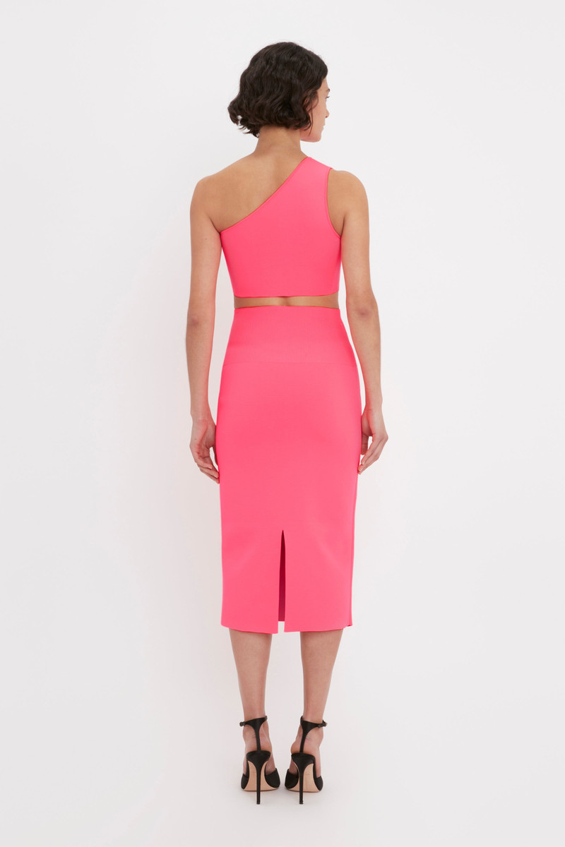 VB Body One Shoulder Crop Top In Pink 4