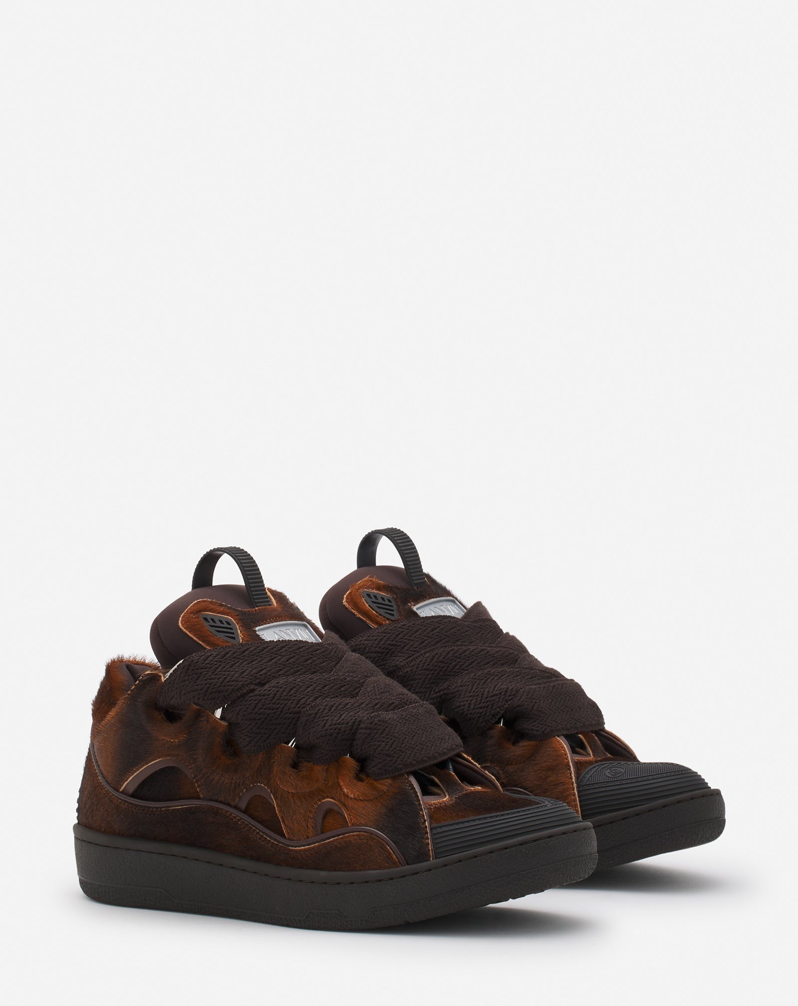 PONY-EFFECT LEATHER CURB SNEAKERS - 2