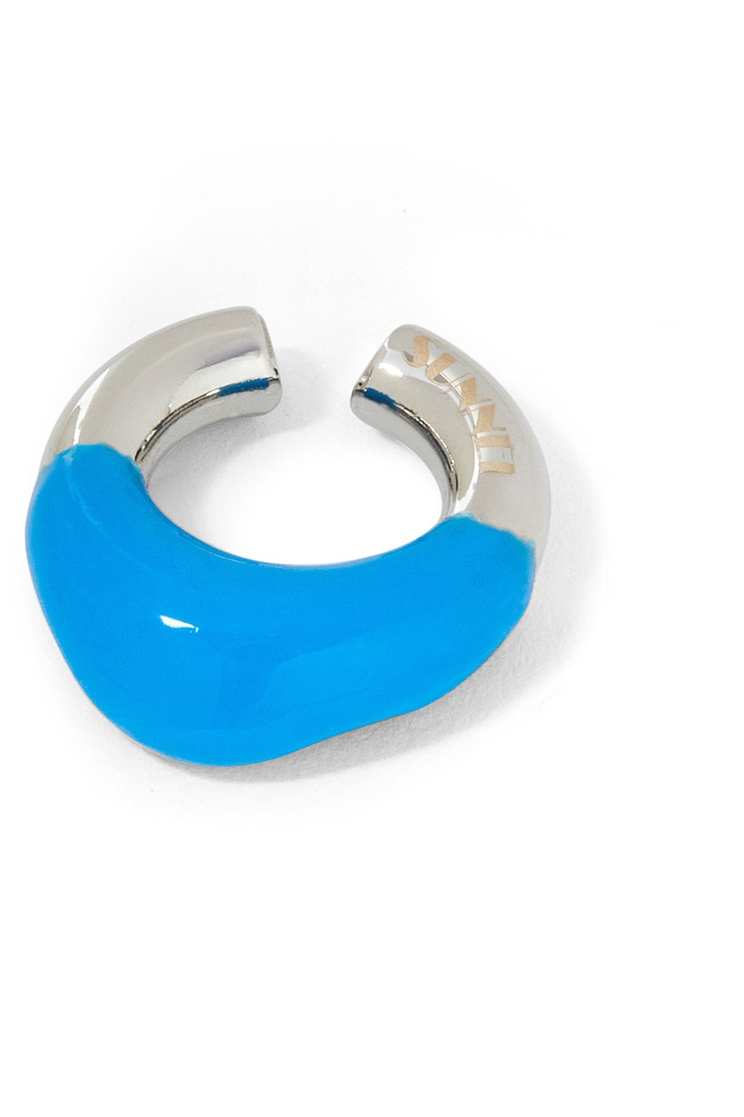 BLUE RUBBERIZED SILVER EARCUFF - 2