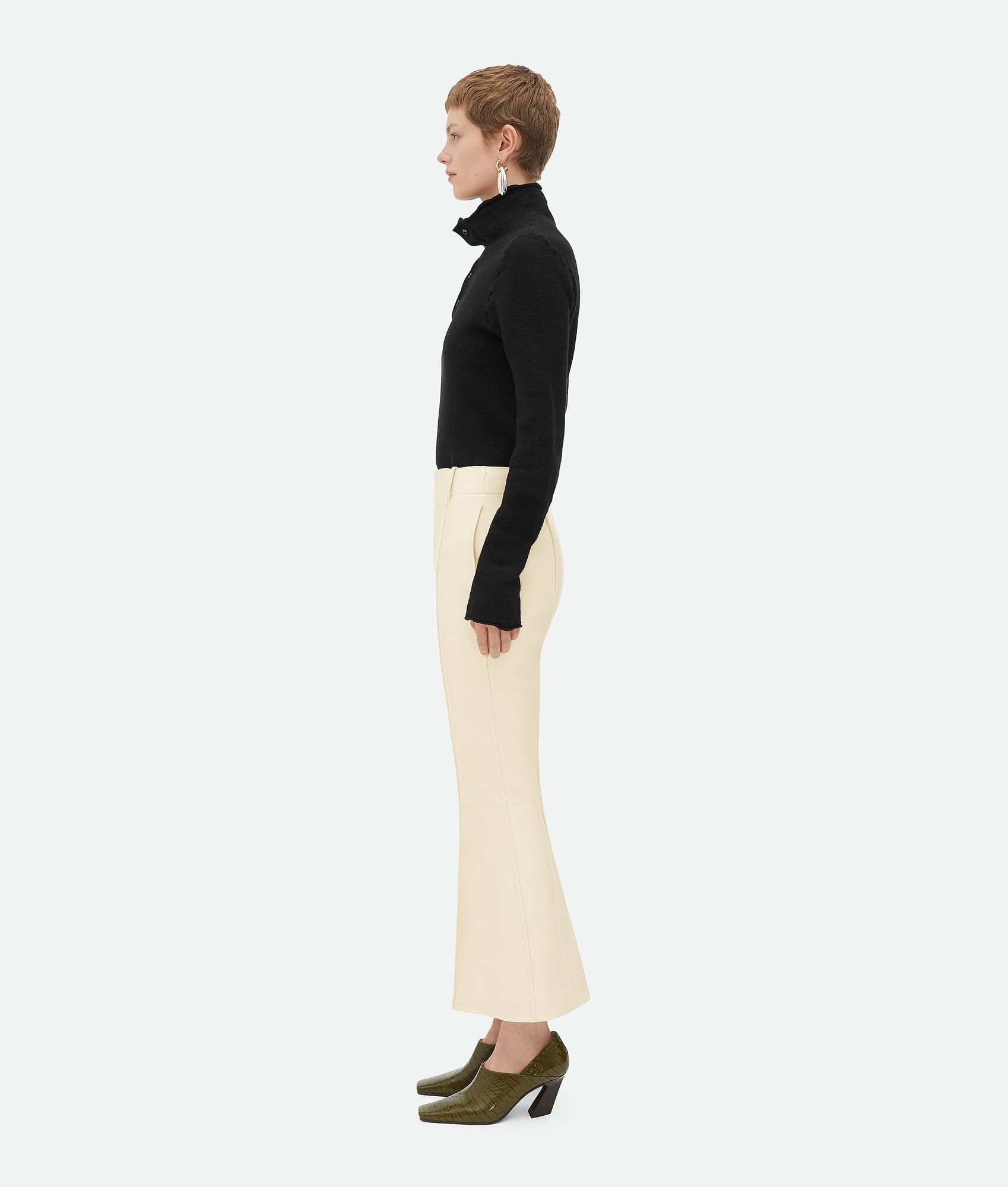 Leather Cropped Flared Trousers - 2