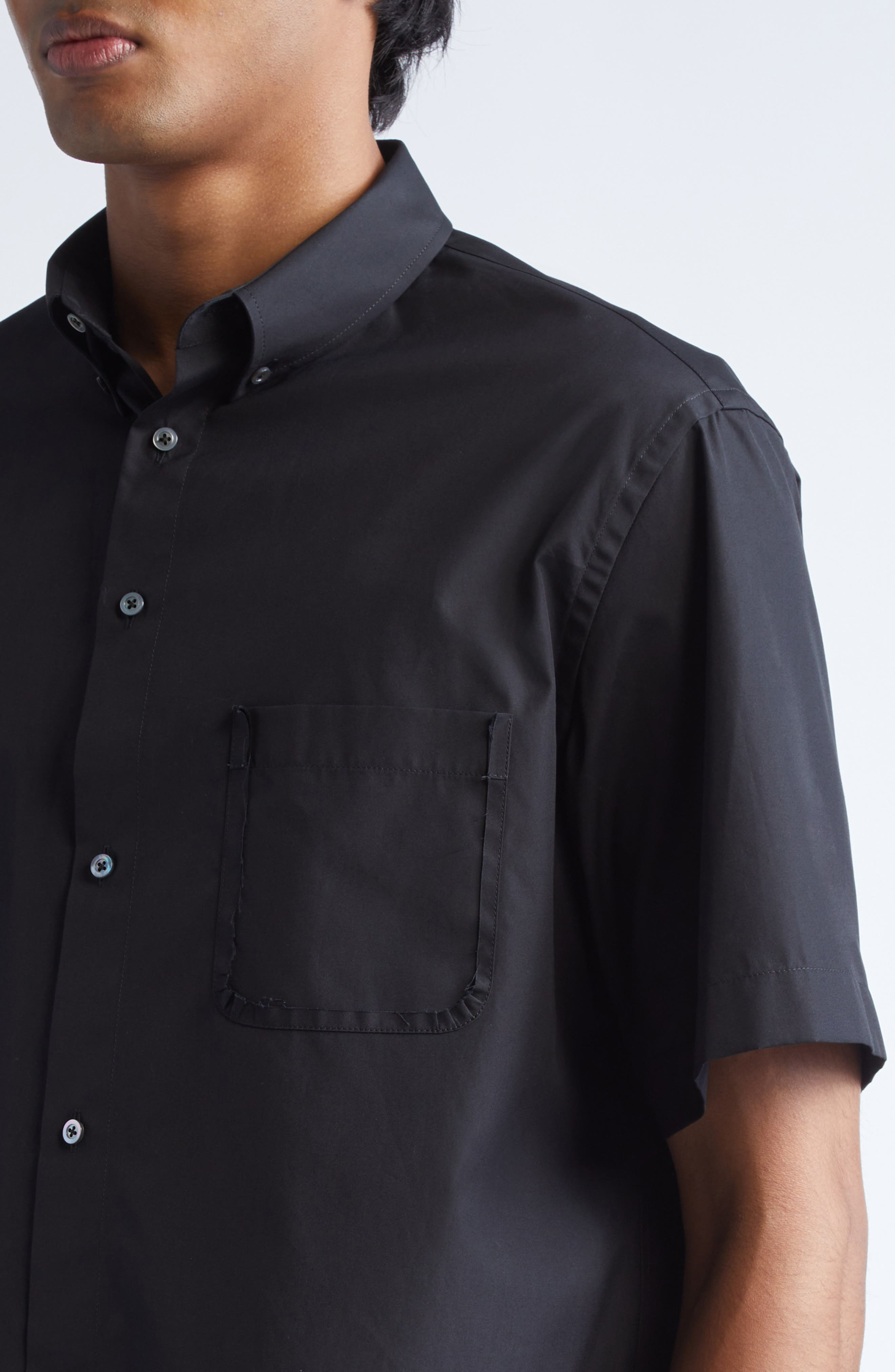 Maison Margiela Short Sleeve Button-Down Shirt in Black at Nordstrom - 5