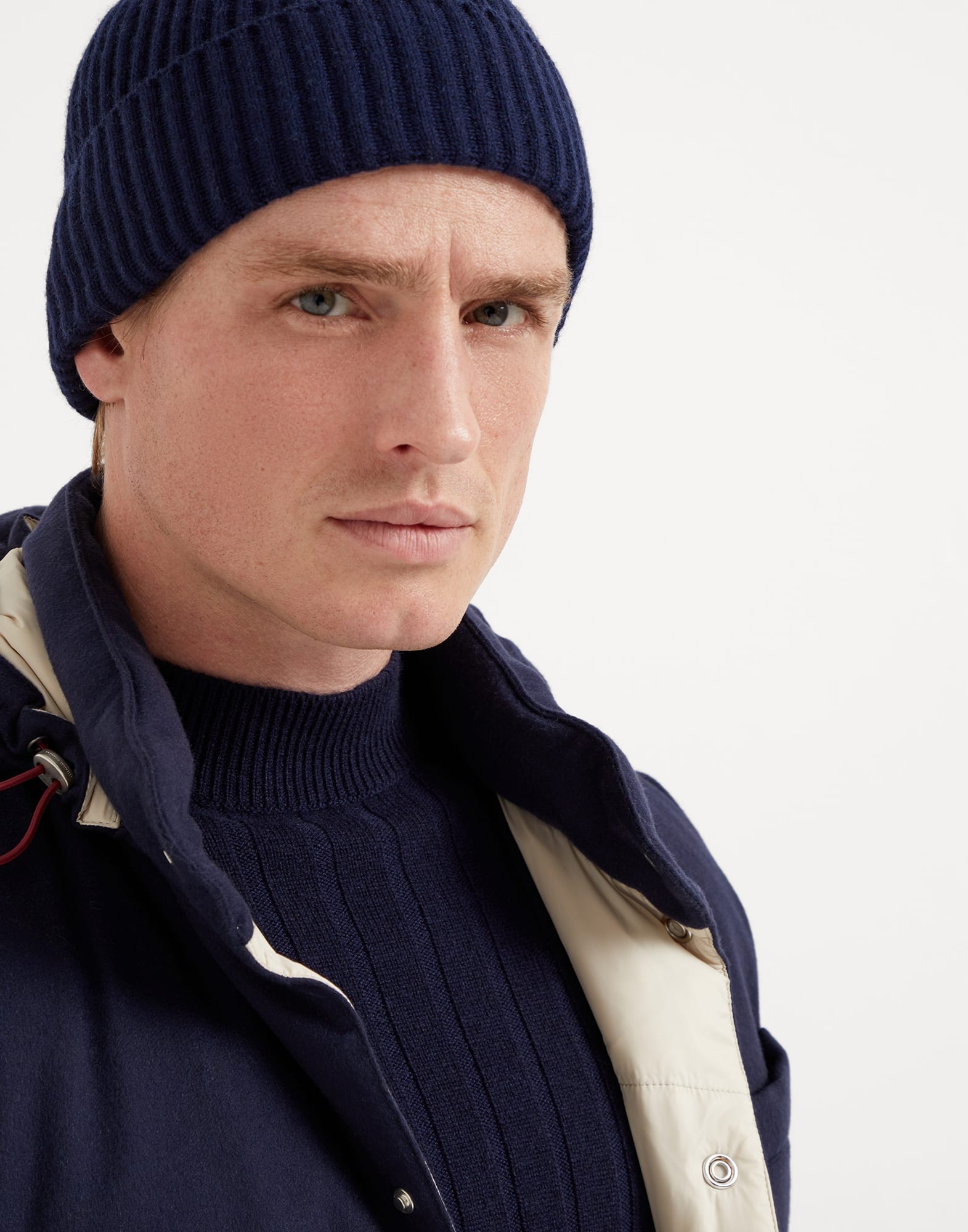 Cashmere English rib double knit beanie - 3