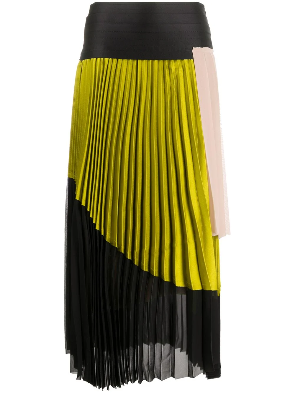 asymmetric plissé skirt - 1