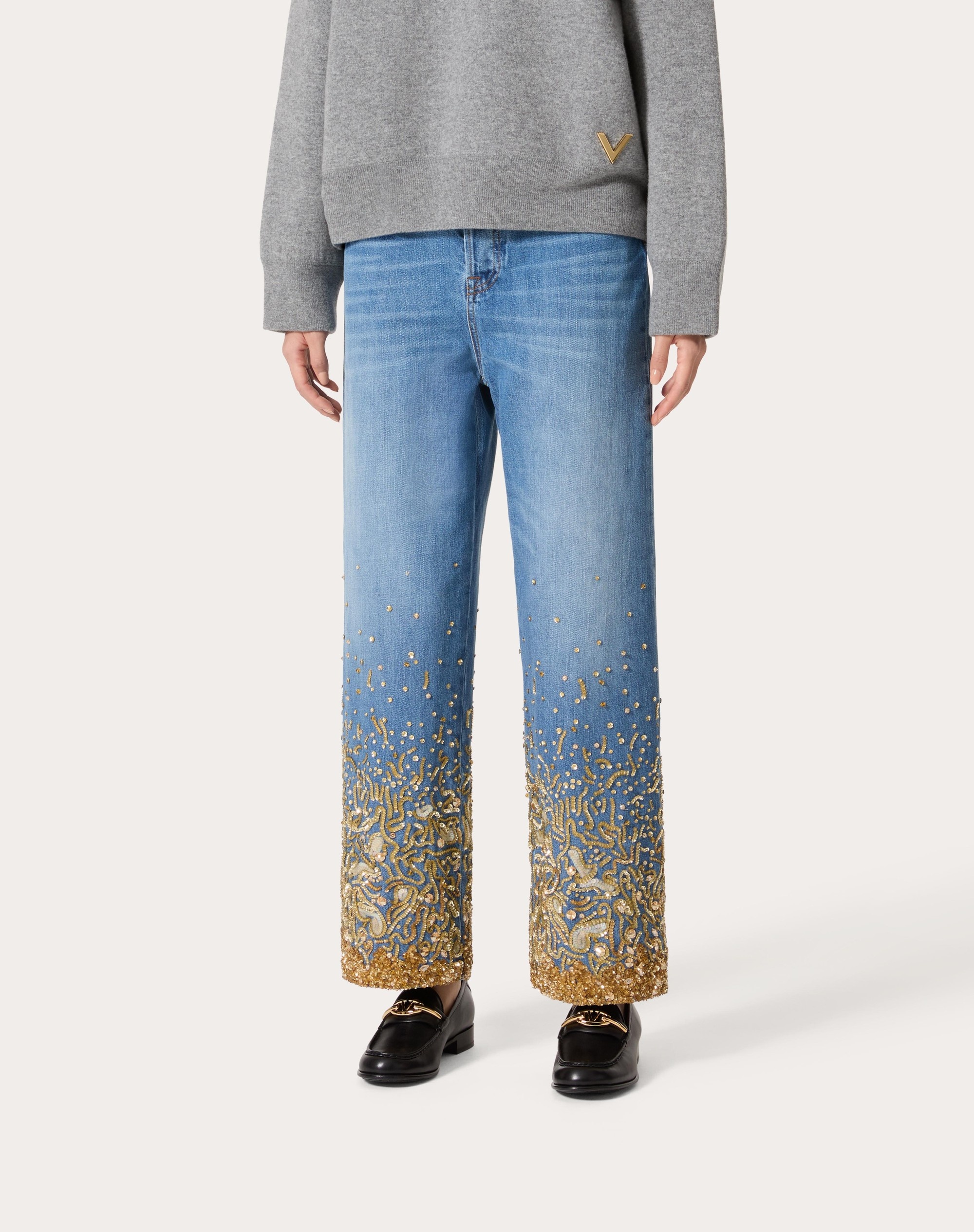 EMBROIDERED DENIM PANTS - 3