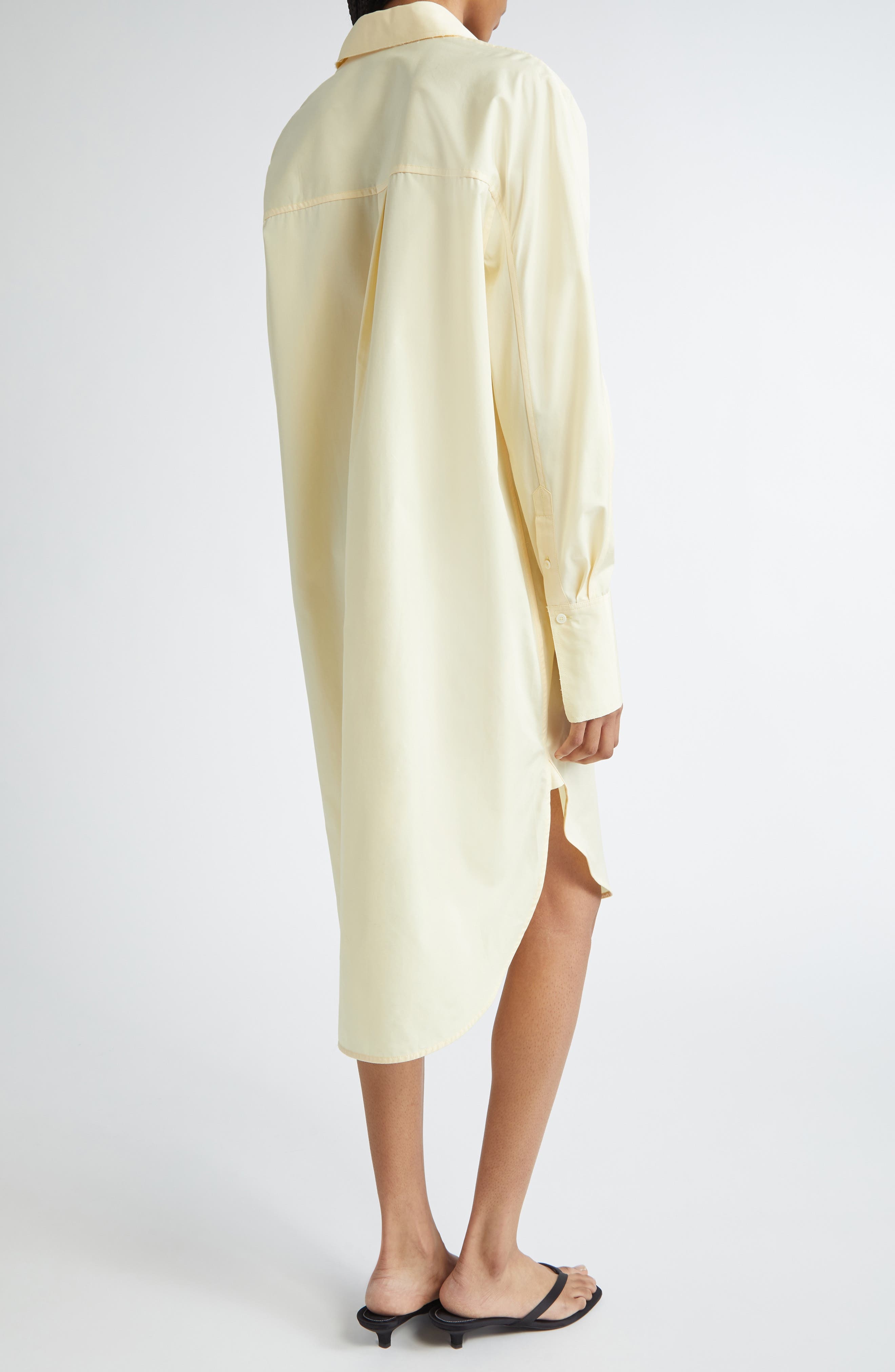 TOTEME Long Sleeve Organic Cotton Poplin Shirtdress in Straw at Nordstrom - 2