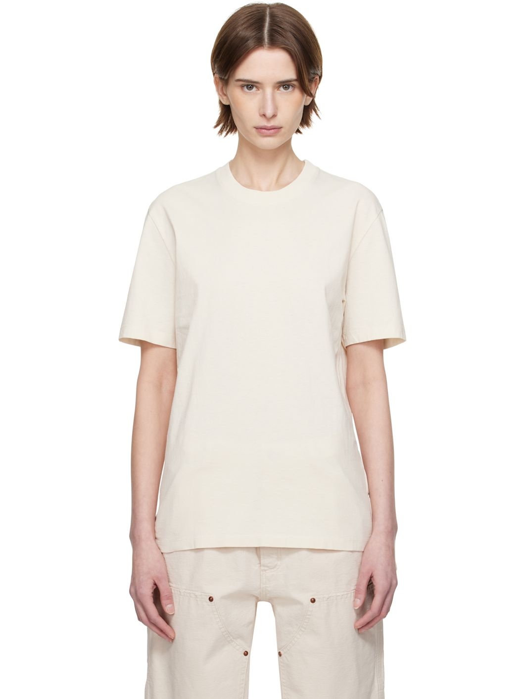 Three-Pack Beige Cotton T-shirts - 1