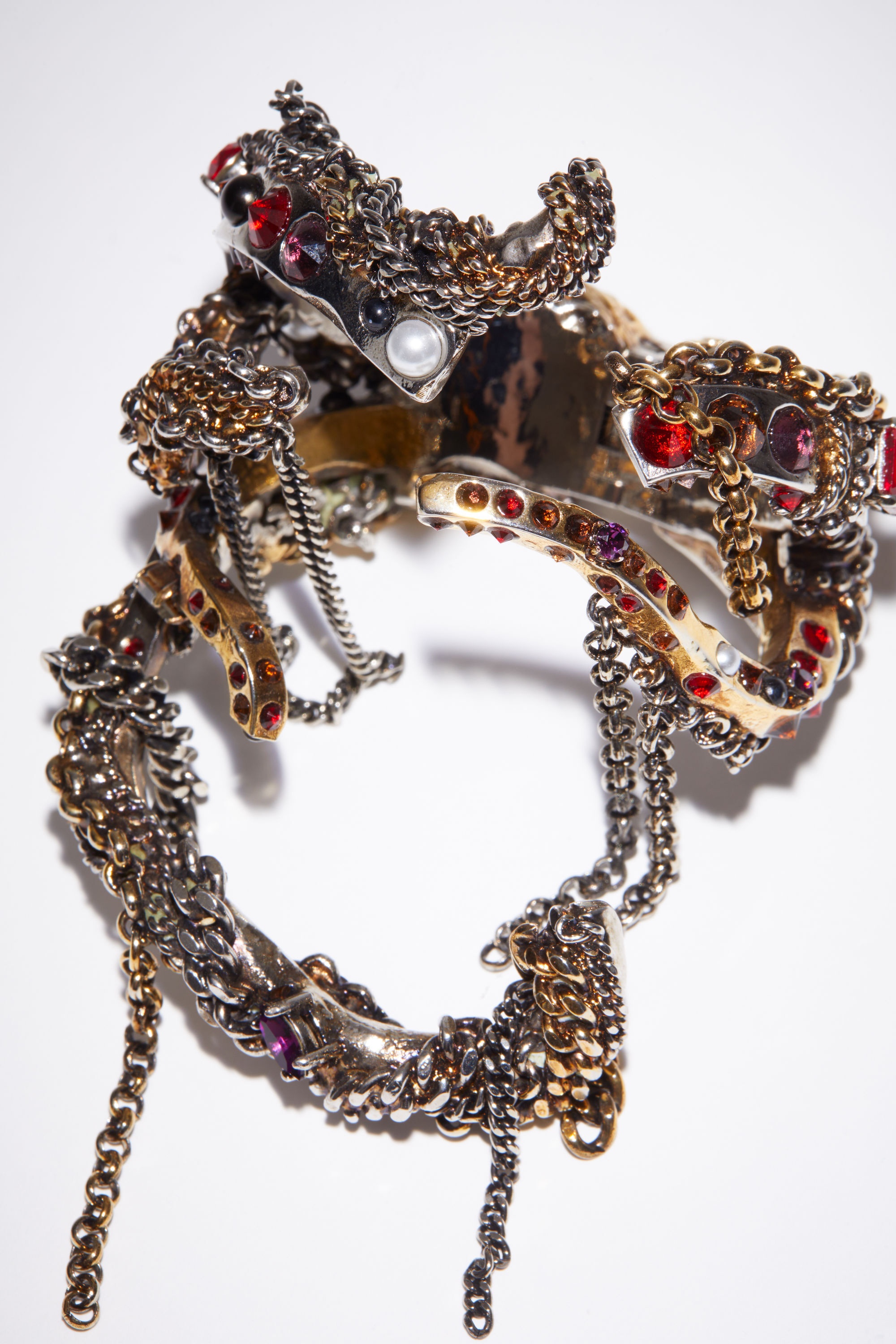 Mixed textured cuff bracelet - Antique silver/antique gold - 6
