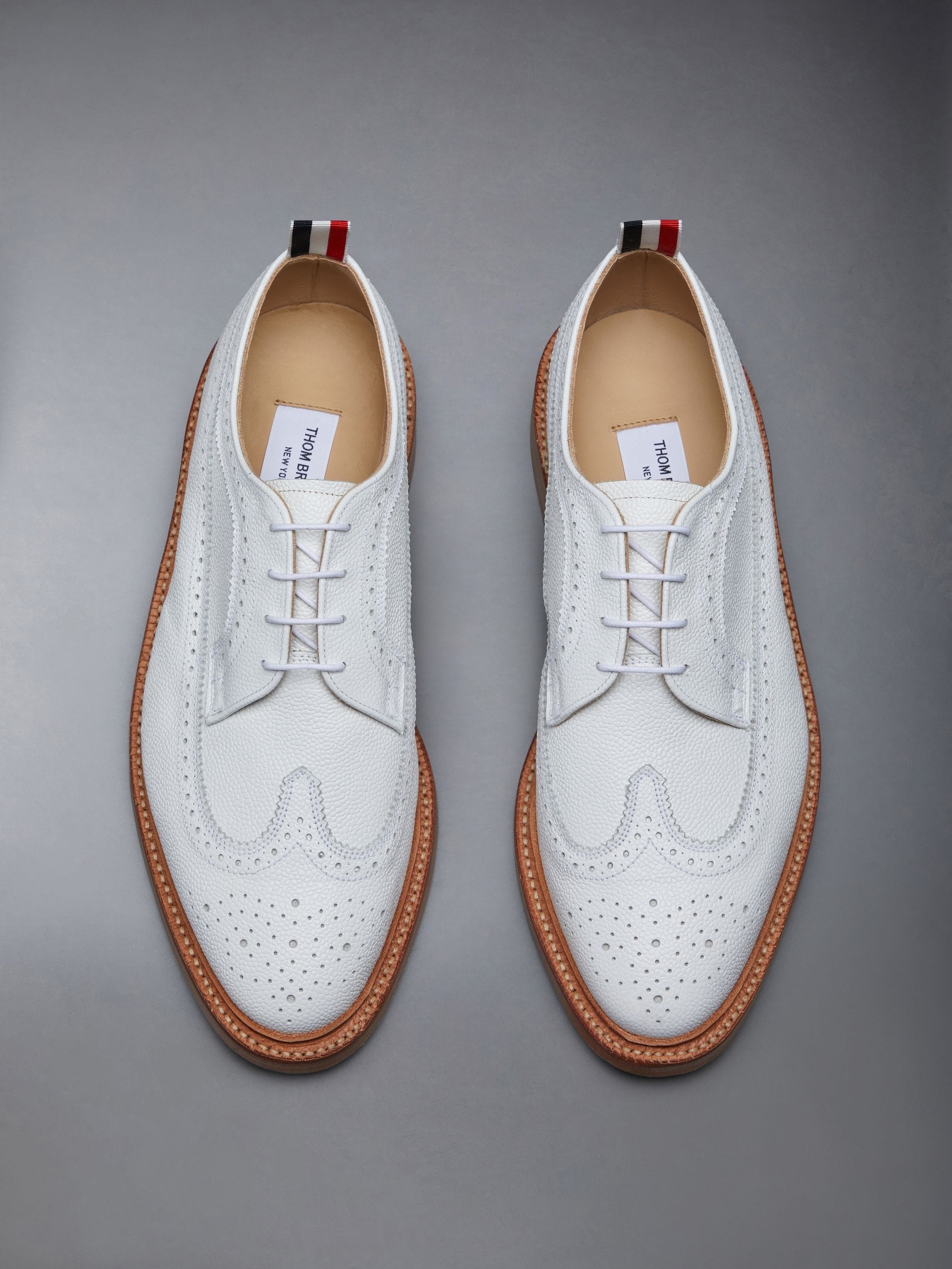 LONGWING BROGUE W/ LEATHER SOLE IN PEBBLE GRAIN LEATHER - 5