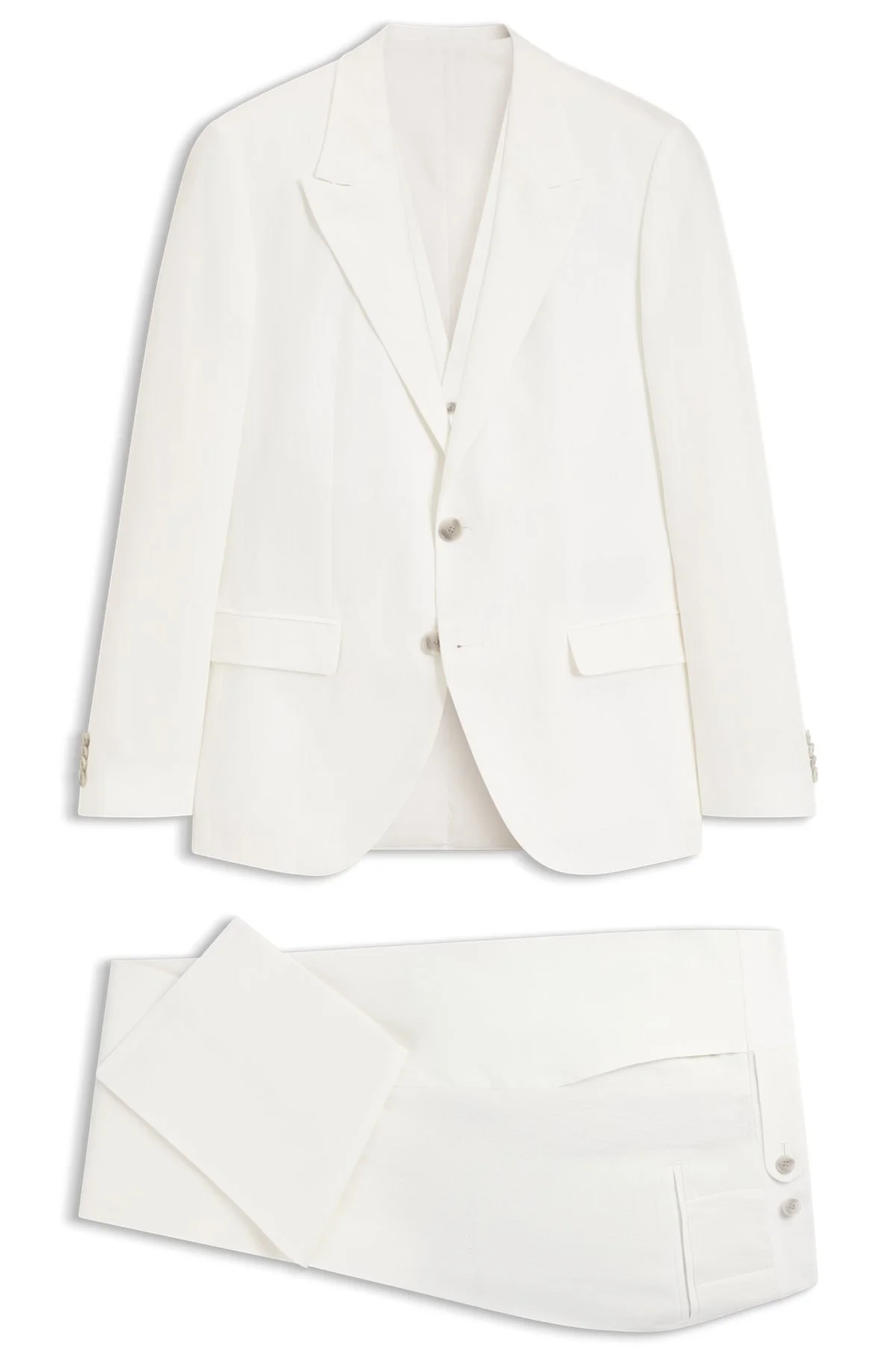 THREE-PIECE SLIM-FIT SUIT IN COTTON AND LINEN - 1
