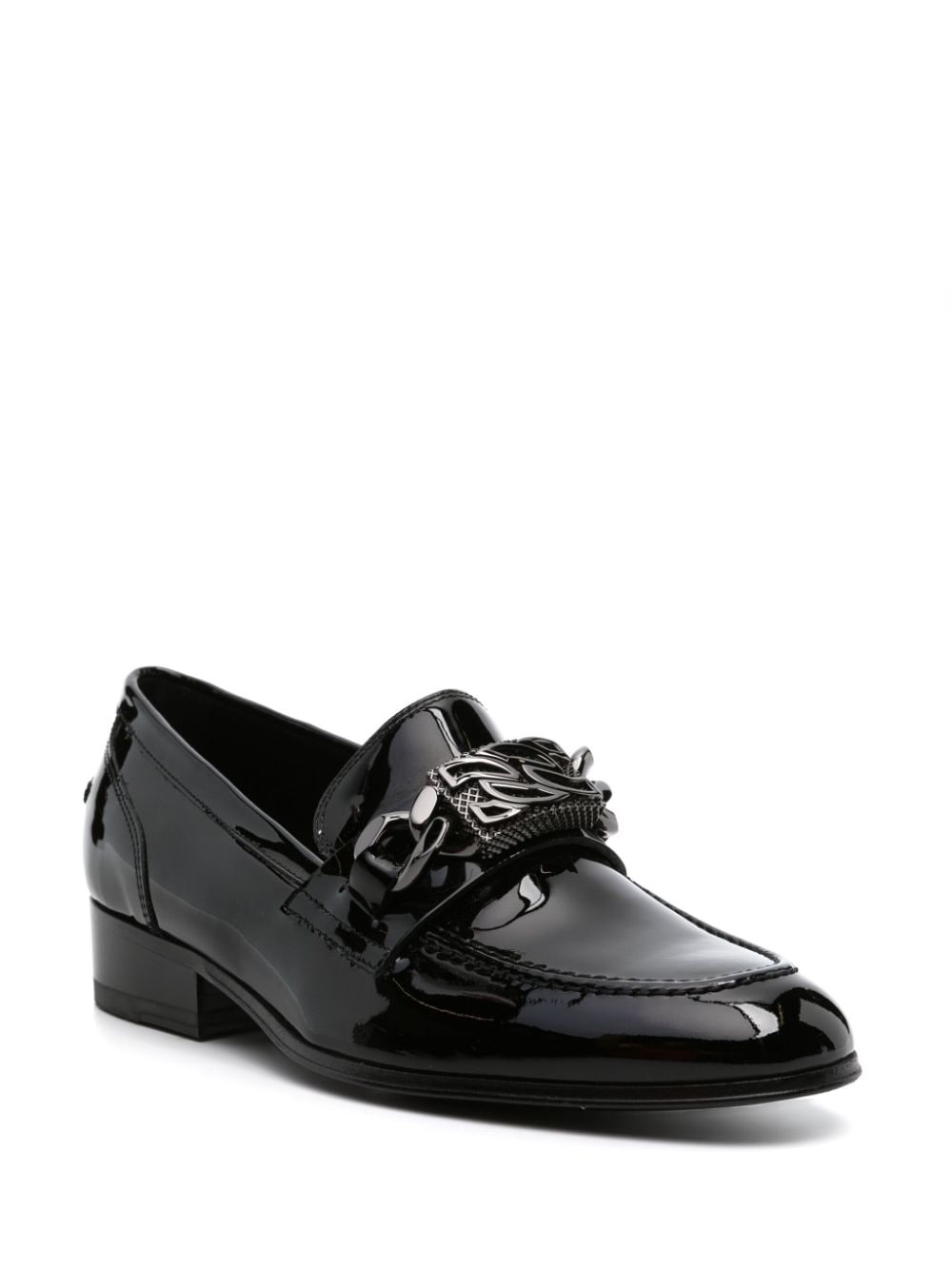 buckle-embellished patent leather loafers - 2