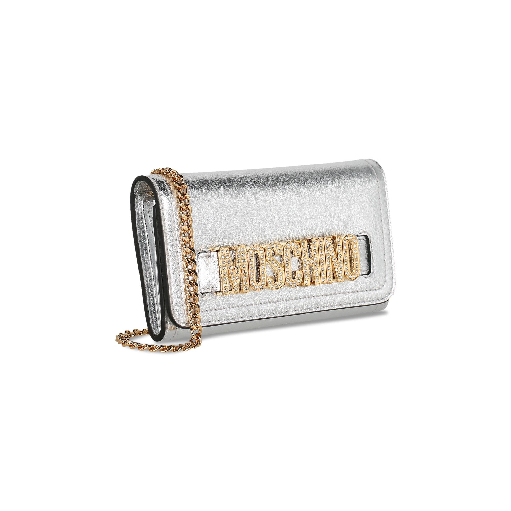 Moschino Crystal Embellished Belt Logo Lettering Crossbody Bag 'Fantasy Print/Nickel' - 3