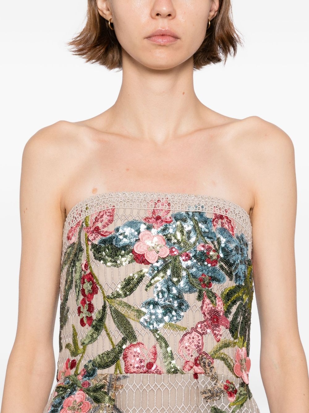 embroidered tulle midi dress - 5