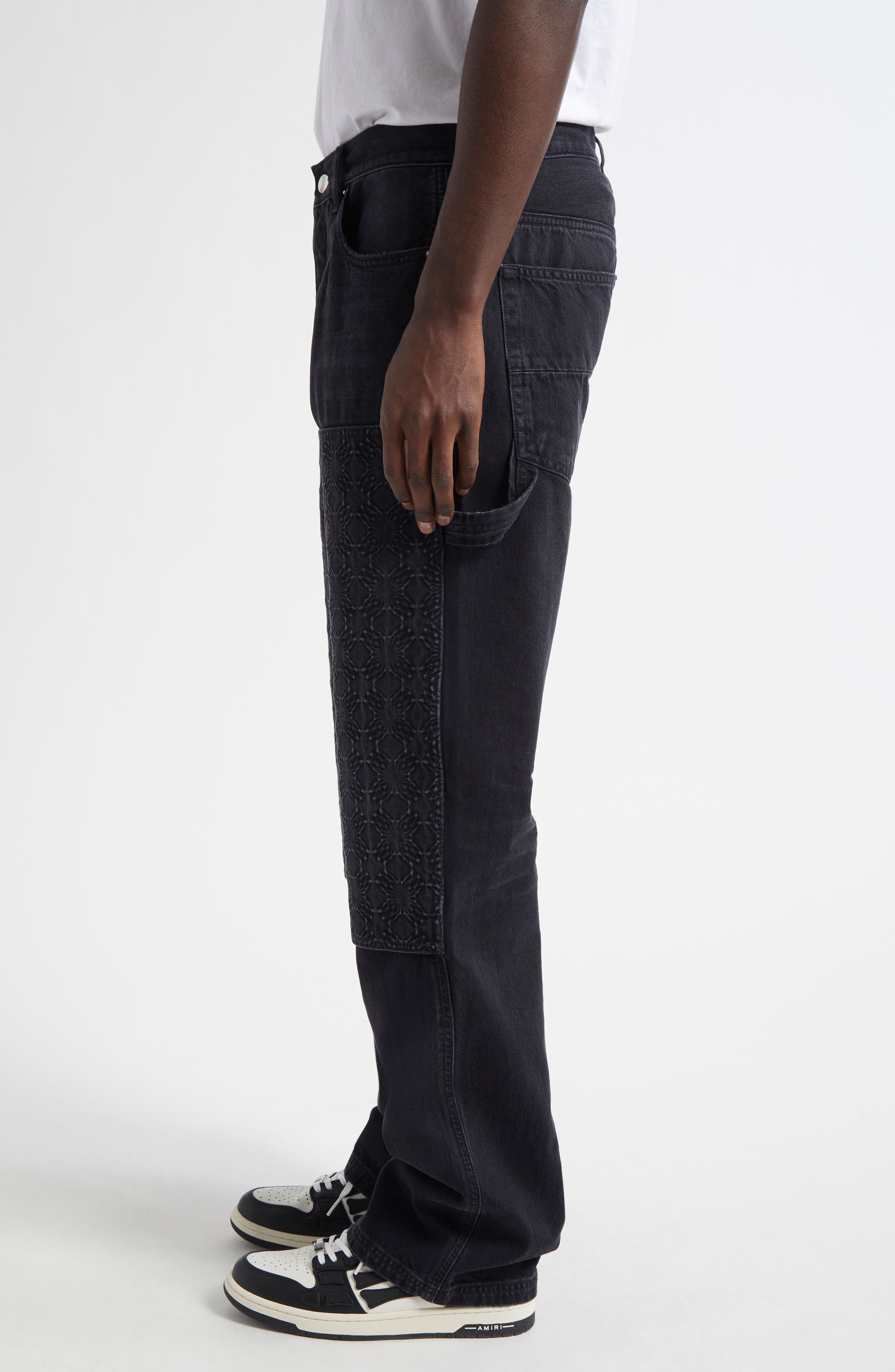 AMIRI Debosseed MA Quad Carpenter Jeans in Vintage Black at Nordstrom - 3