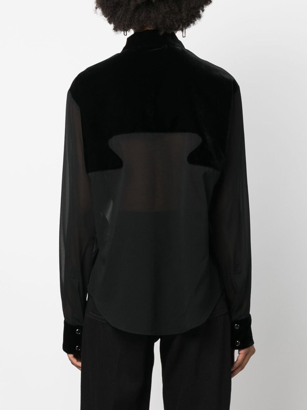panelled buttoned silk shirt - 4