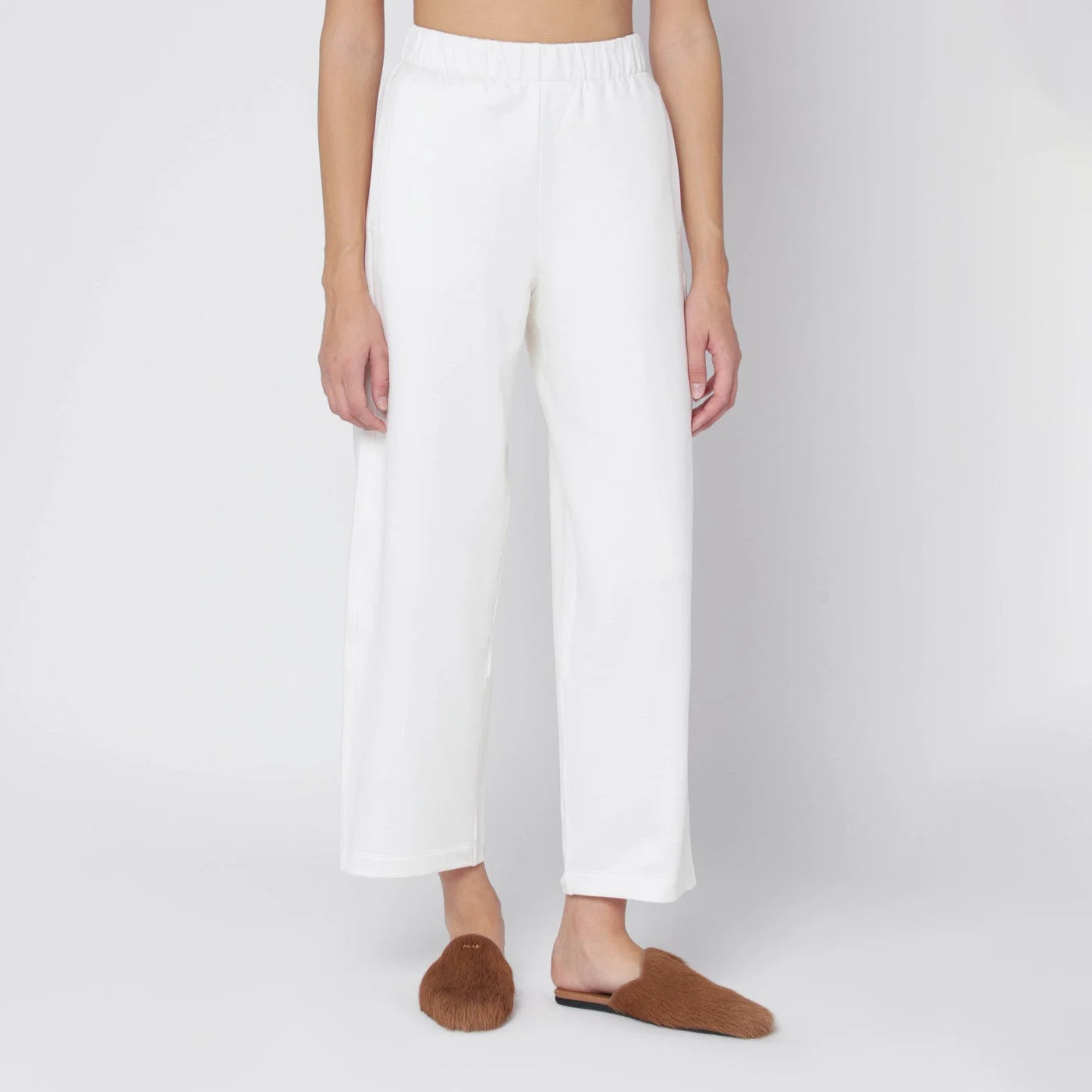White silk blend trousers - 1