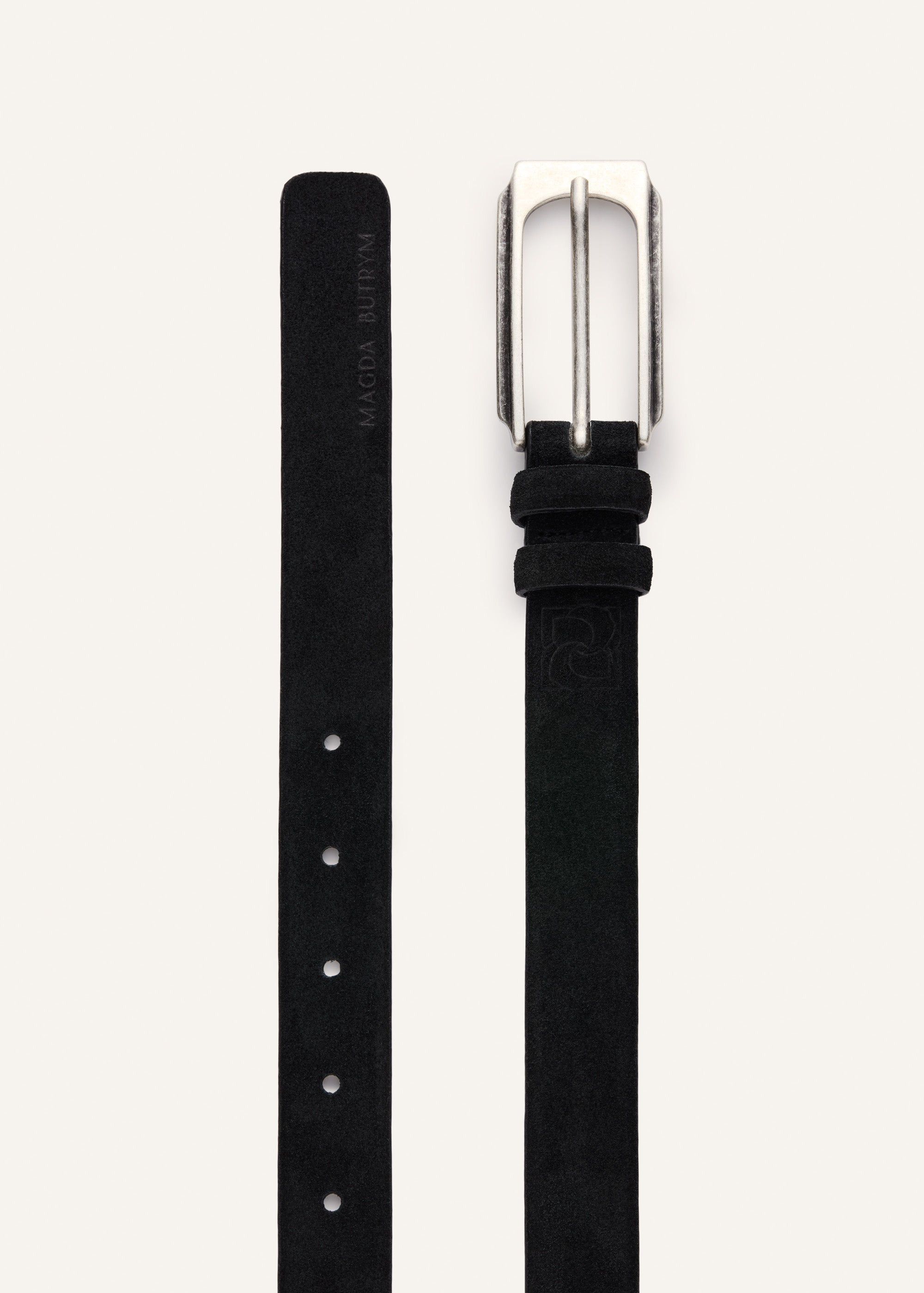 Slim buckle belt in black suede - 2