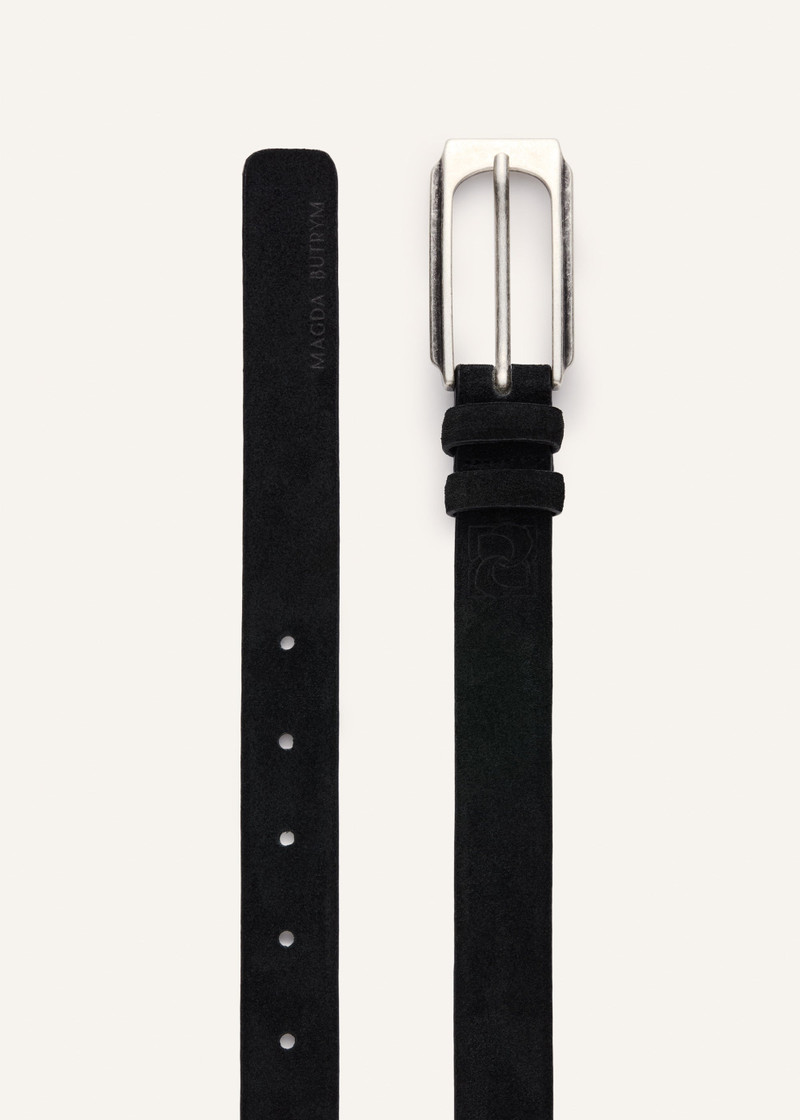 MAGDA BUTRYM Slim buckle belt in black suede outlook