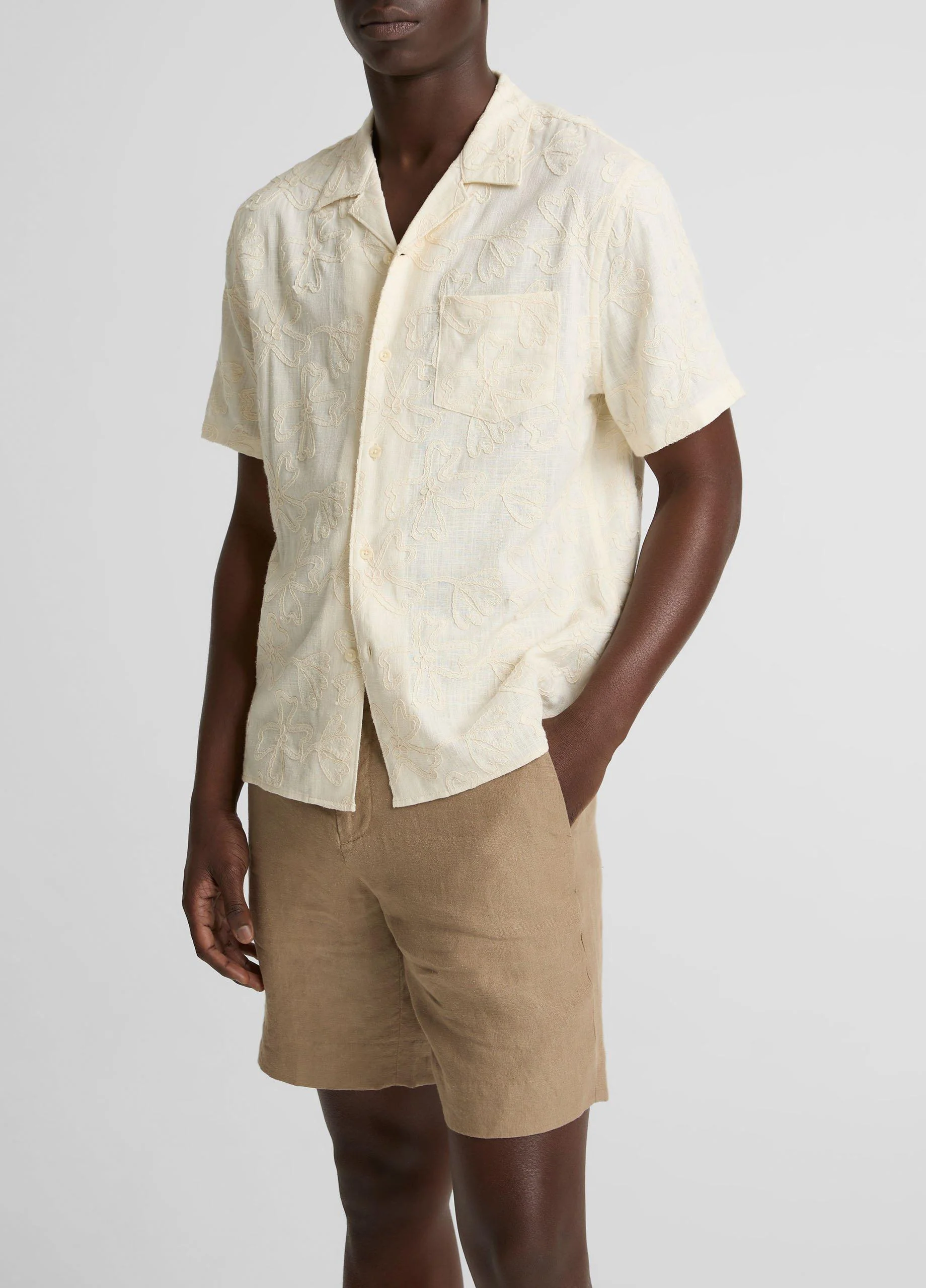 Embroidered Floral Cabana Shirt - 1