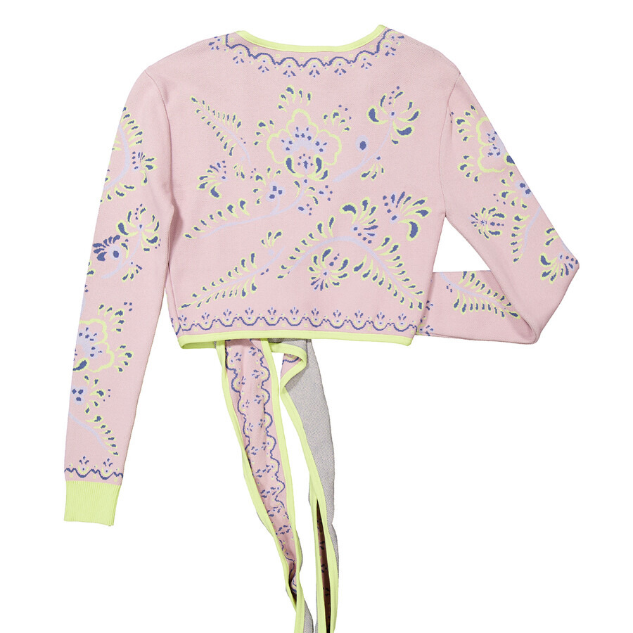 Y / Project Ladies Pink / Yellow Wrap Jacquard Cardigan - 7