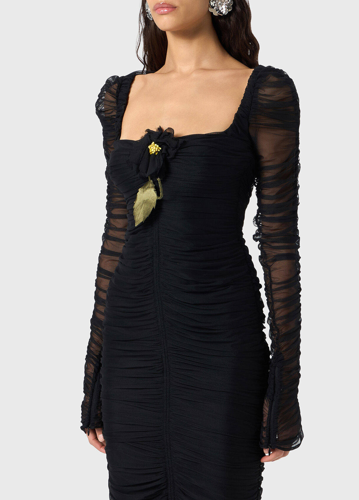 MIDI TULLE DRESS WITH BROOCH - 4