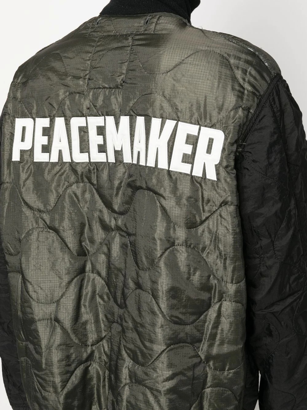 slogan-print quilted jacket - 5