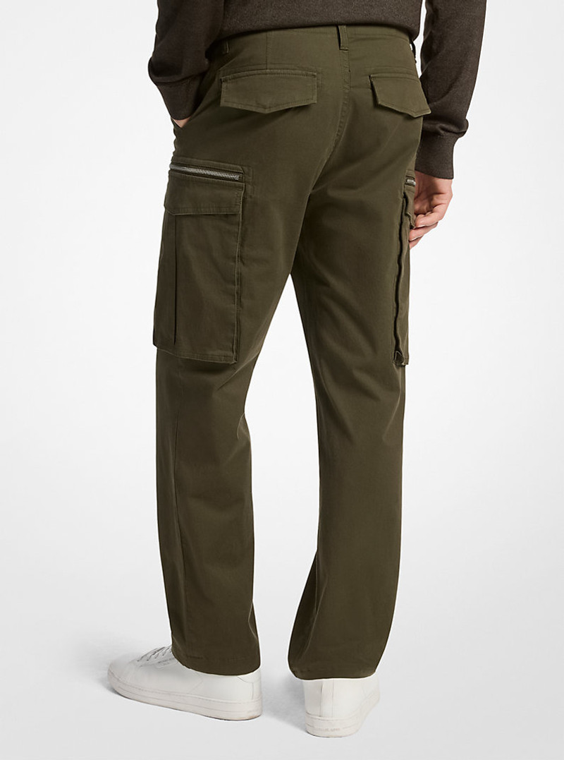 MICHAEL KORS Stretch Cotton Zip Cargo Pants outlook