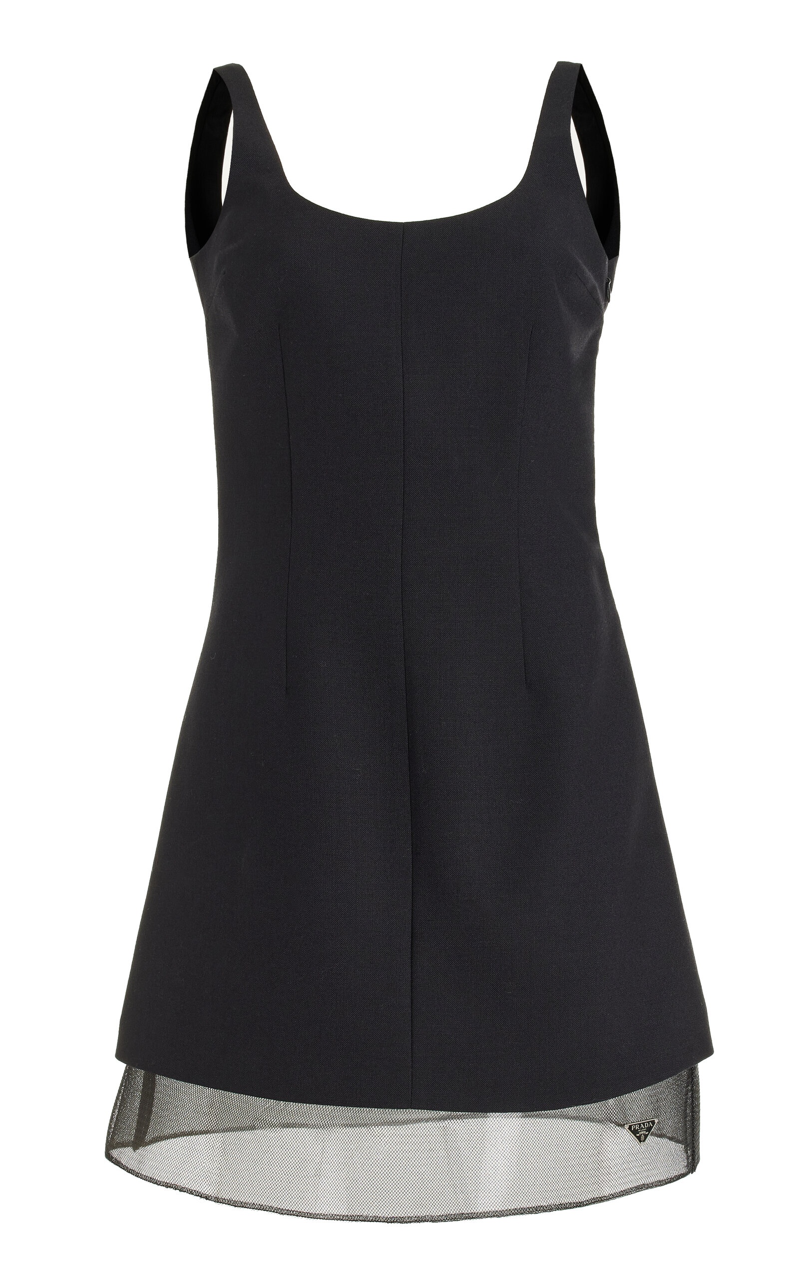 Prada Mesh-Trimmed Wool Mini Dress black | modaoperandi