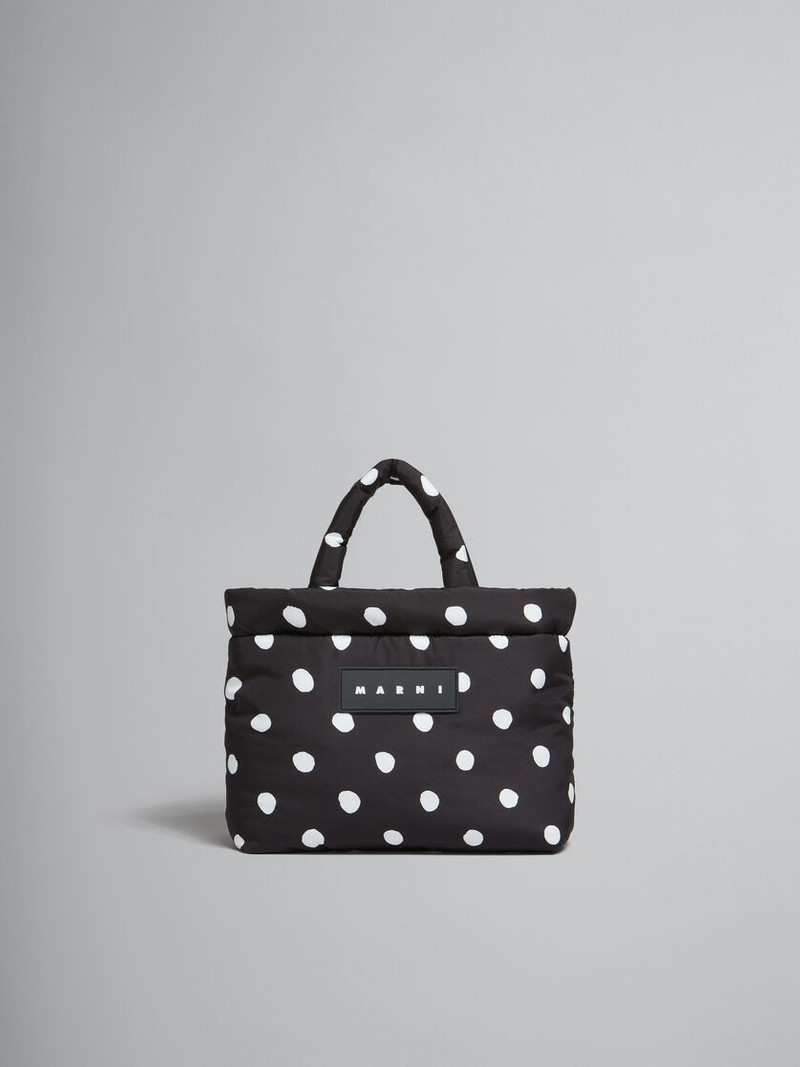 BLACK POLKA-DOT PUFF MINI TOTE BAG 1
