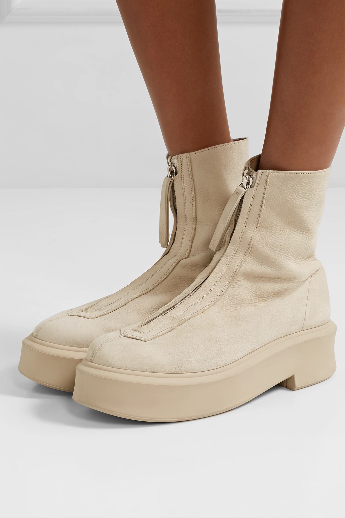 Textured-nubuck platform ankle boots - 2