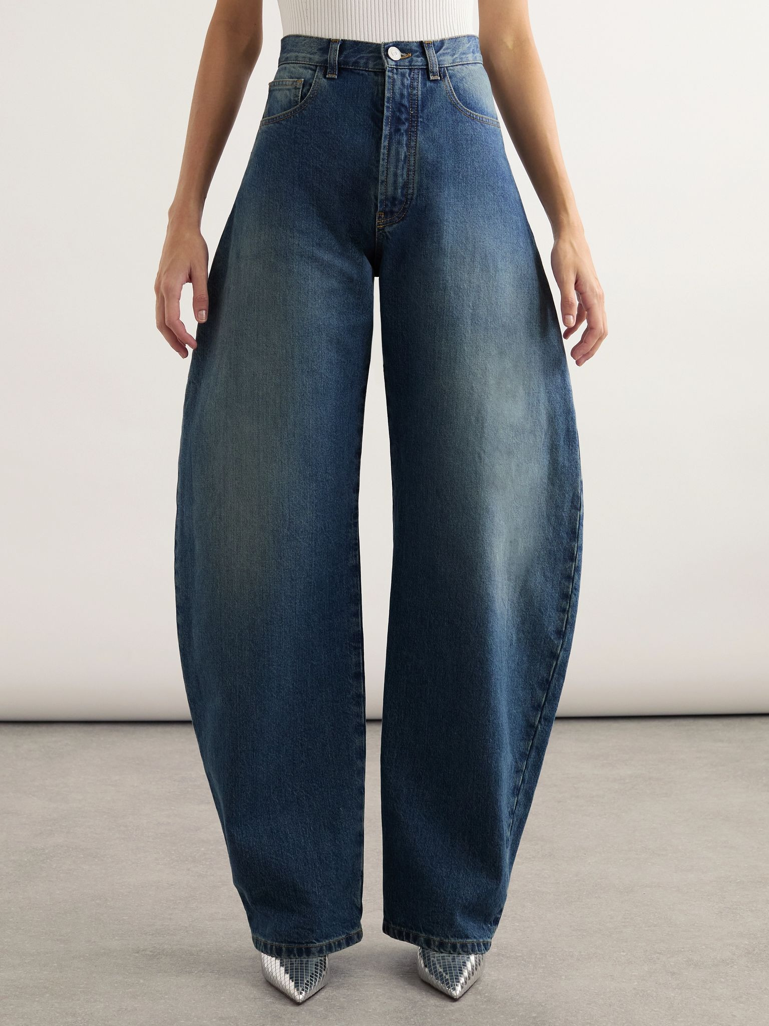 High-rise barrel-leg jeans Blue - 3