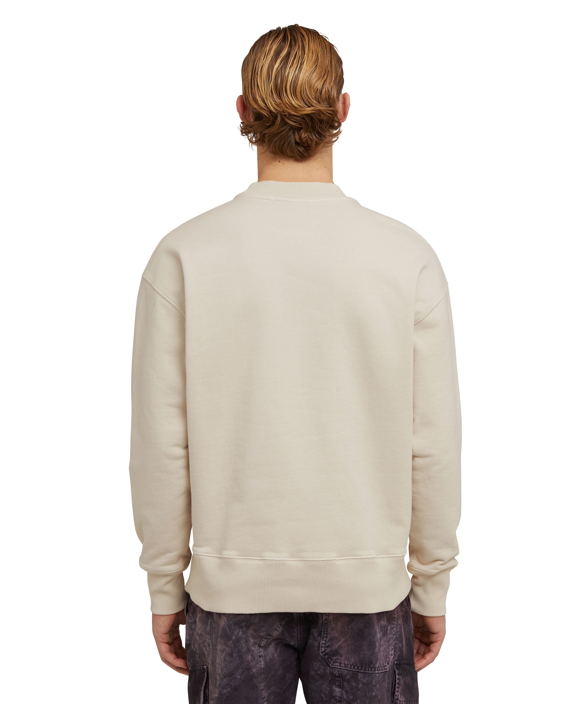 Cotton crewneck sweatshirt with embroidered MSGM micro logo - 3
