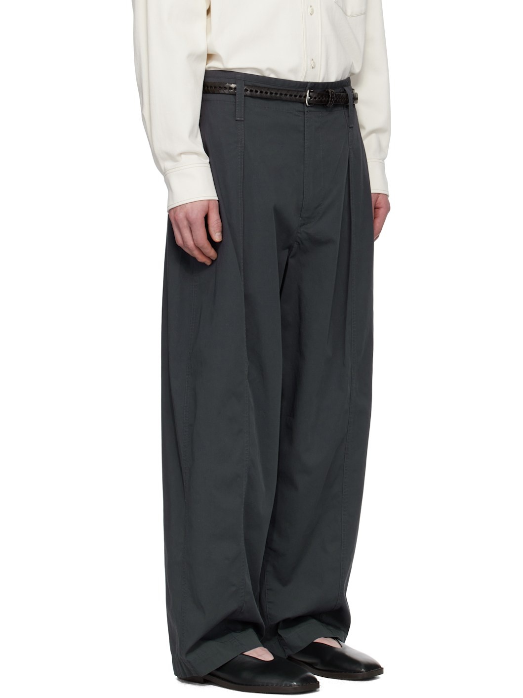 Gray Maxi Pleated Trousers - 2