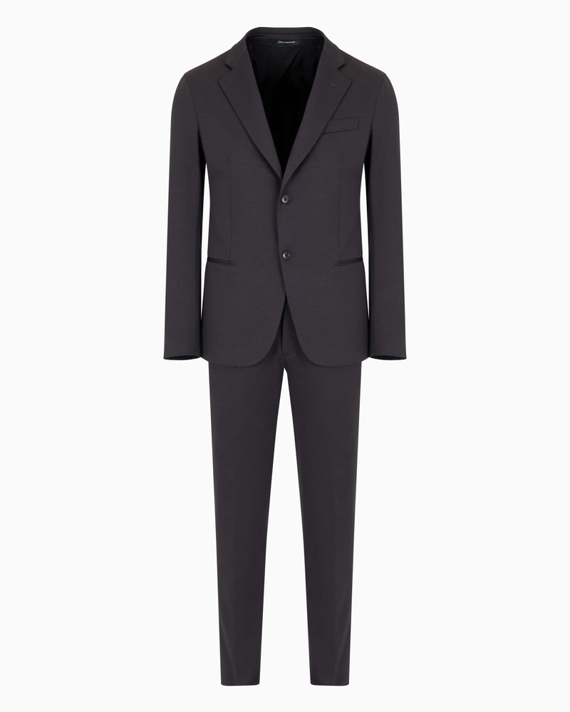 Modern-fit single-breasted suit in a wool-blend stretch plain-knit jersey 1
