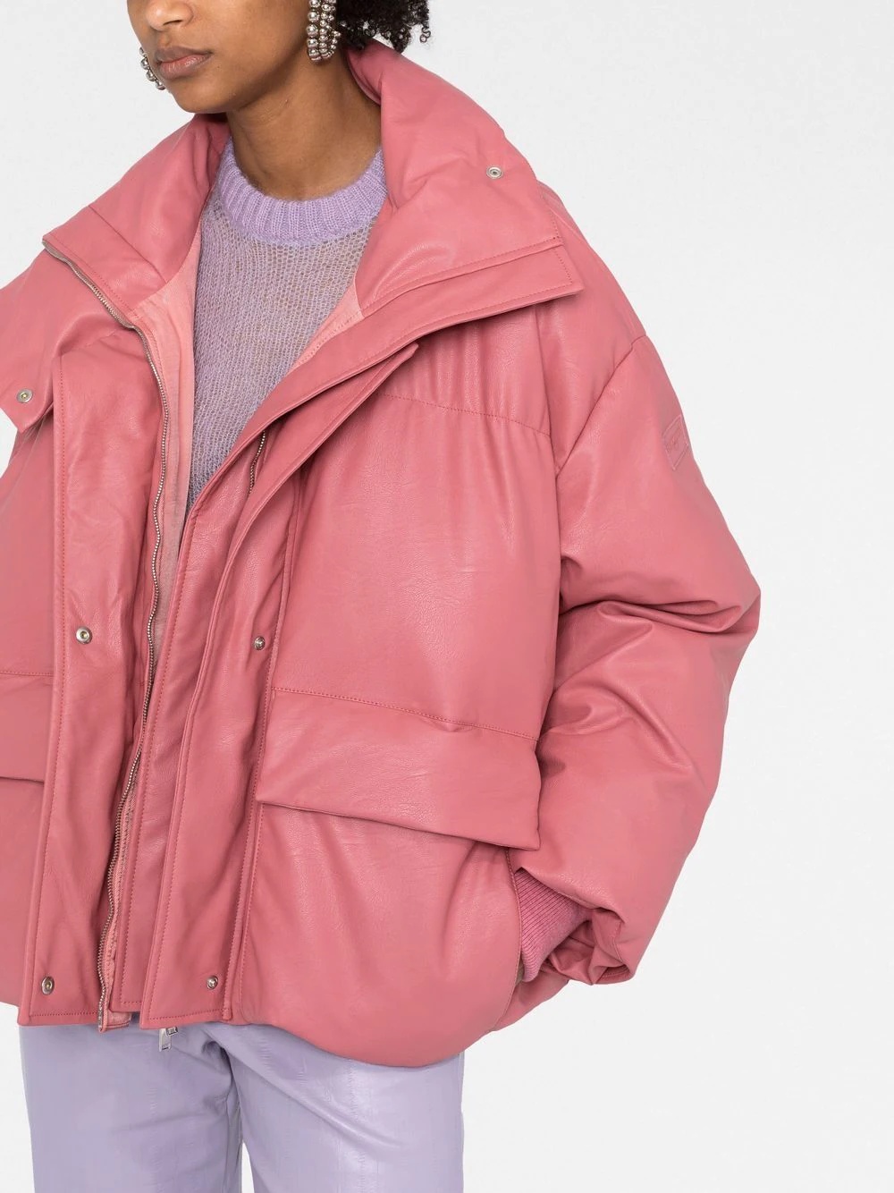 faux-leather puffer jacket - 5
