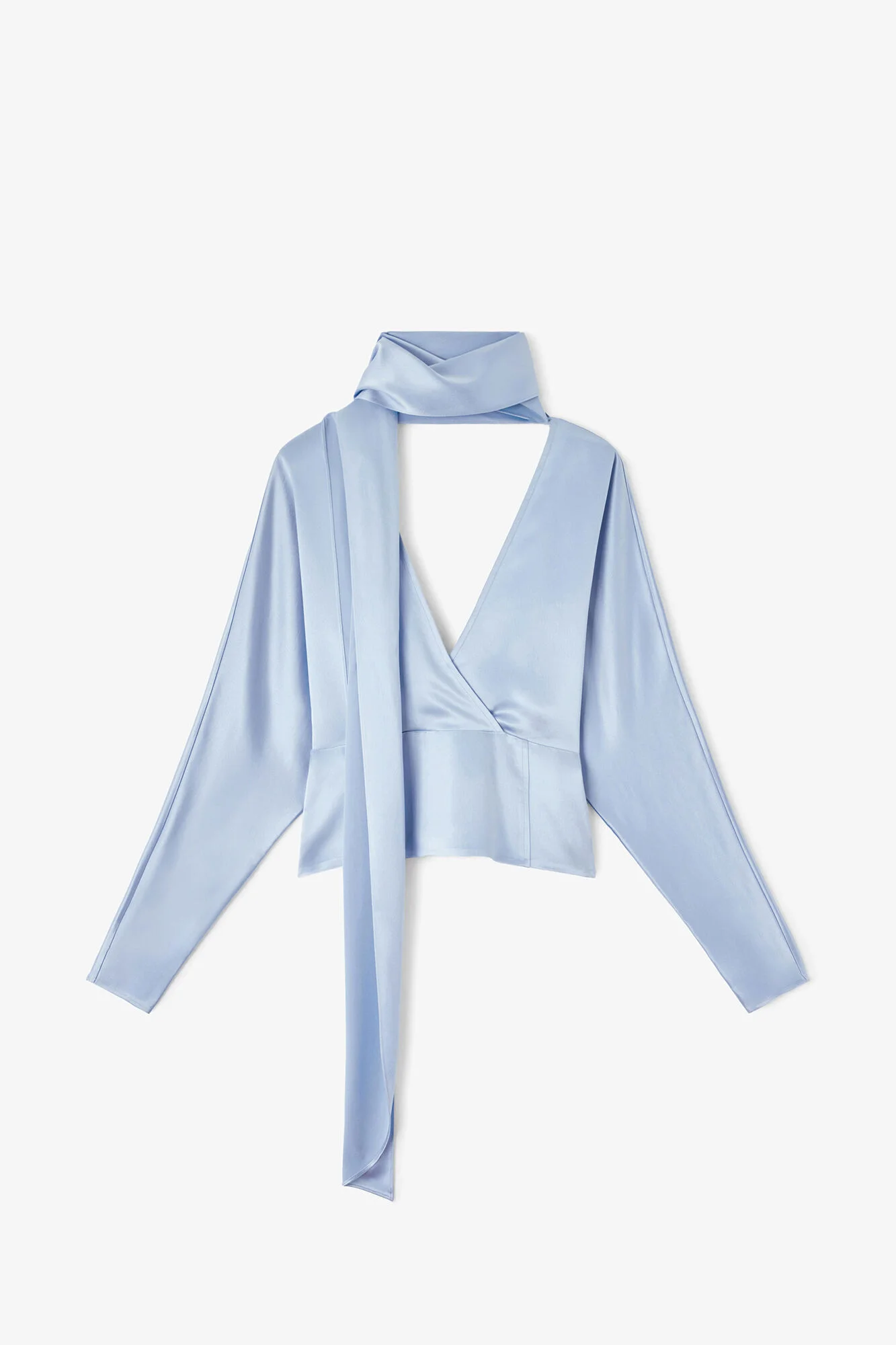 BLOUSE IN BLUE SATIN - 1