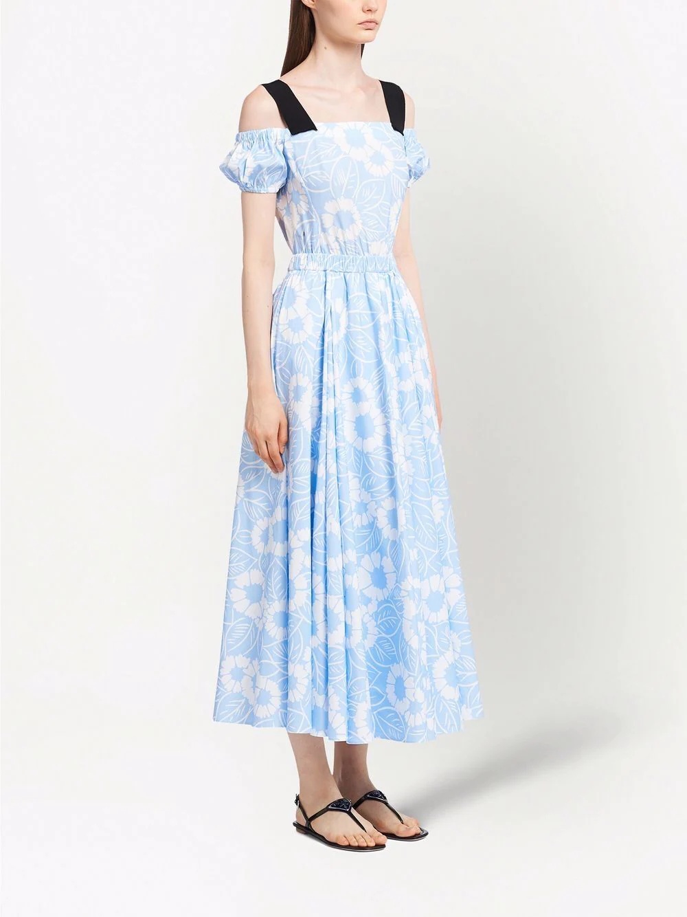 floral-print off-shoulder cotton dress - 3