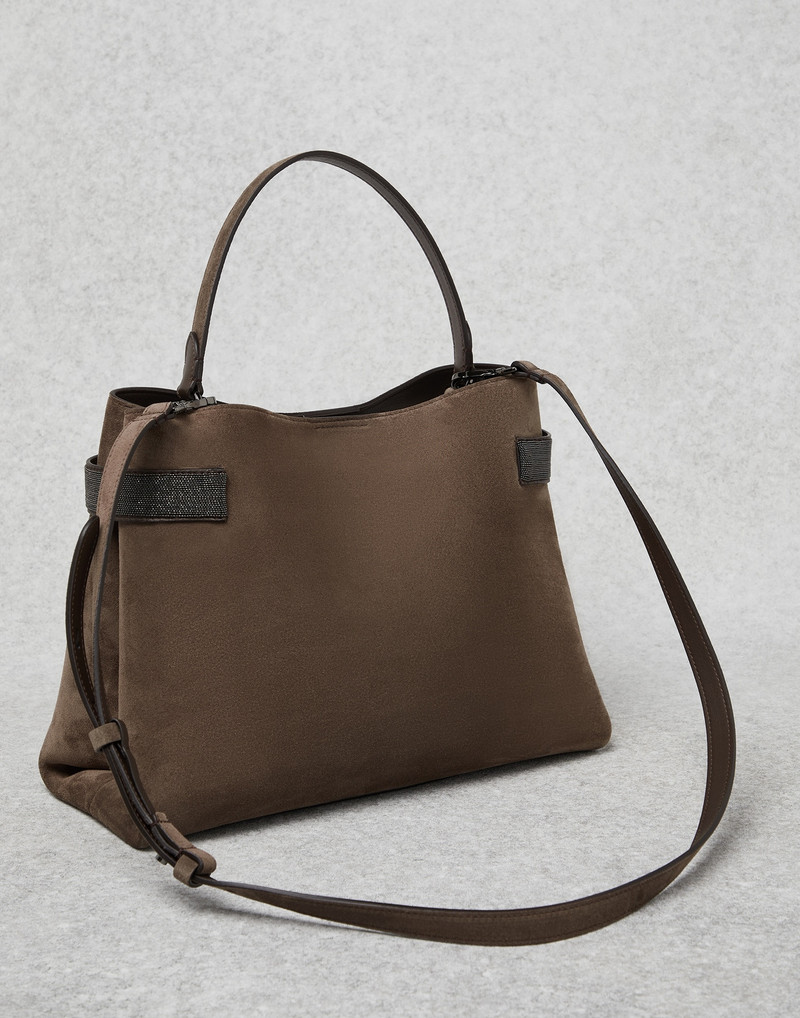 Brunello Cucinelli Suede bag with precious bands outlook