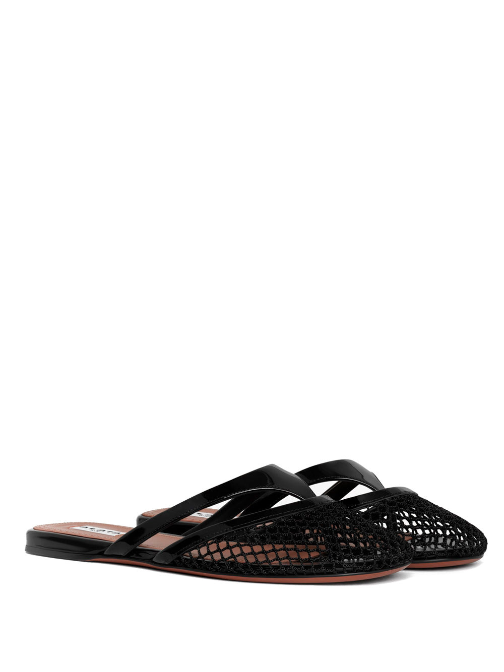 Alaïa Women Fishnet And Leather Infradito Flat Mules - 2