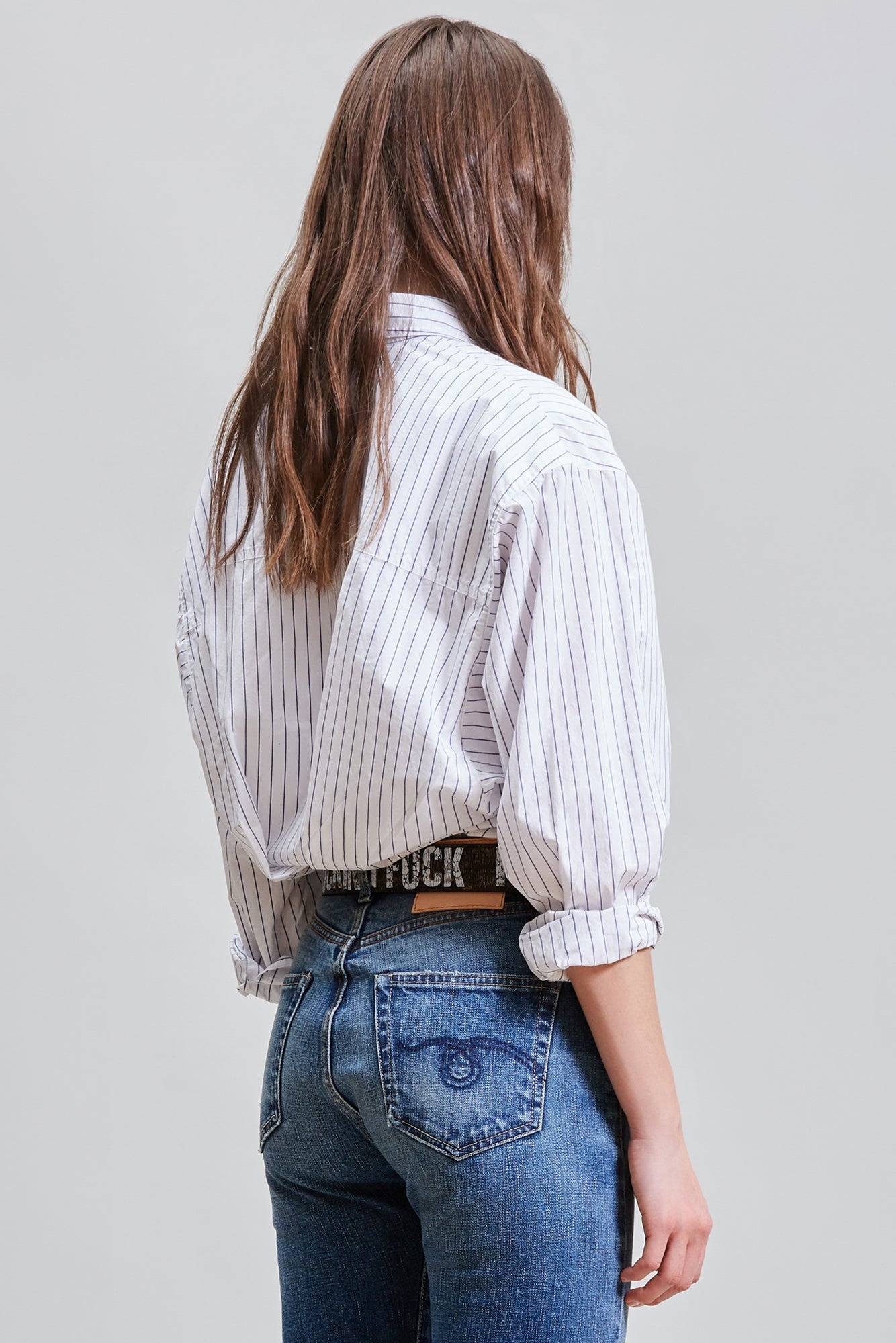 DOLMAN SLEEVE SHIRT - ROYAL BLUE WIDE PINSTRIPE | R13 - 5