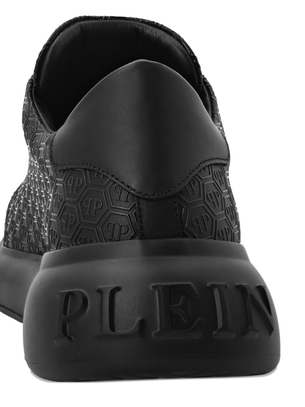 monogram-embossed leather sneakers - 4