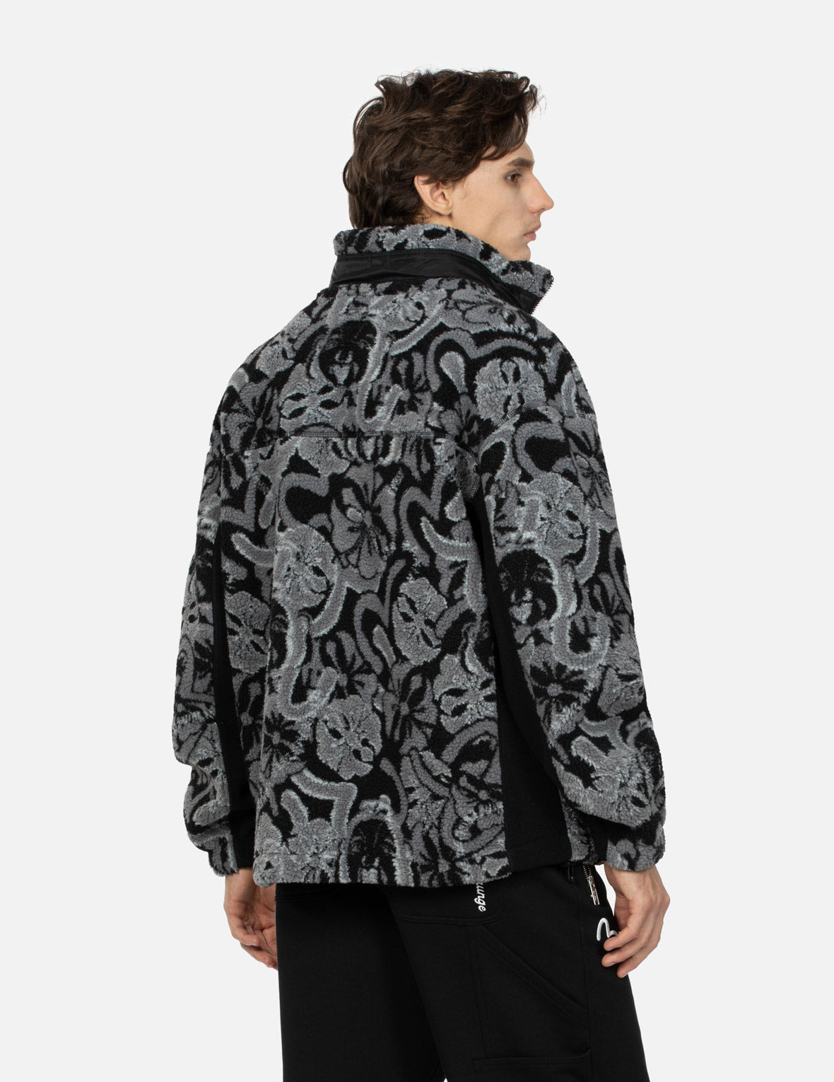 ALLOVER SEAGULL AND KAMON JACQUARD LOOSE FIT SHERPA JACKET - 8
